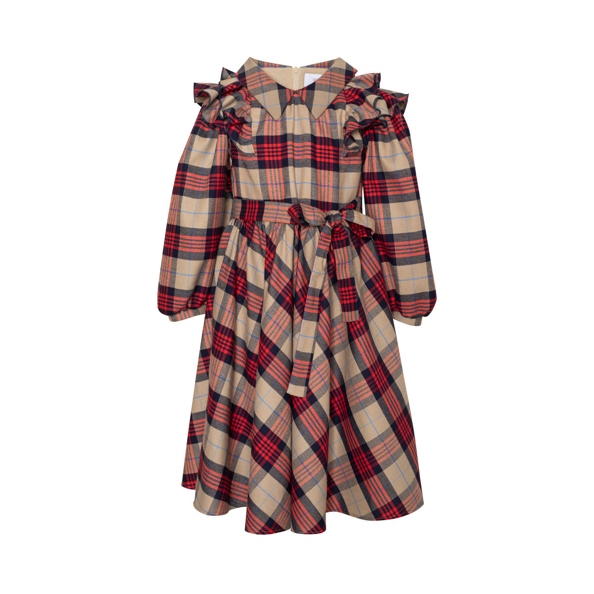 Cotton Maxi Dress Tartan Plaid Red