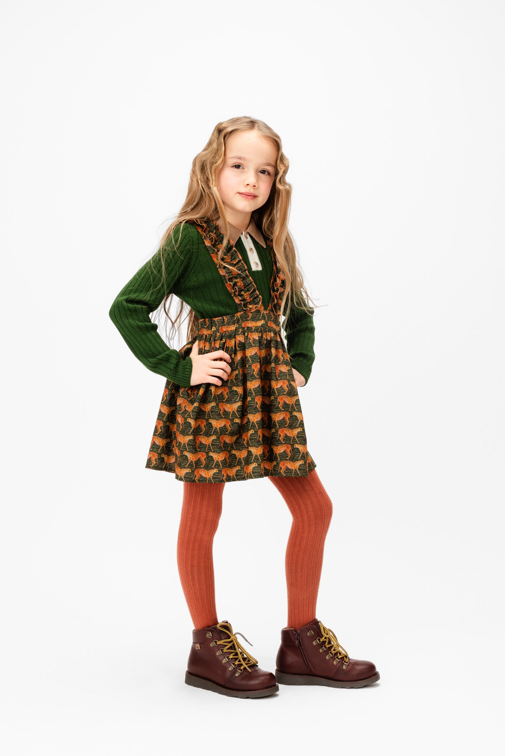 Wool Seamless Knit Poloshirt, Green and Beige