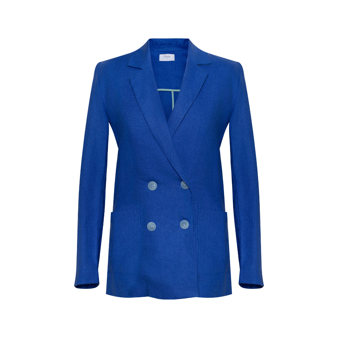 Linen Blazer Cruise Woman, Blue