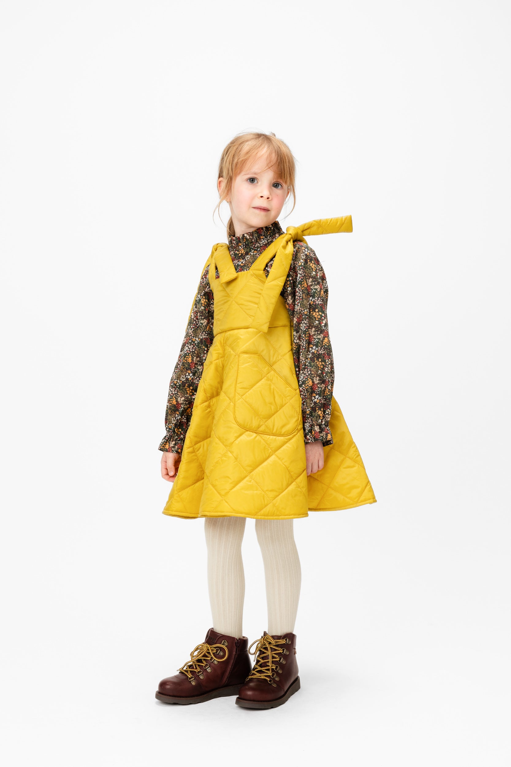 Puffer Pinafore Dress Lane, Yellow