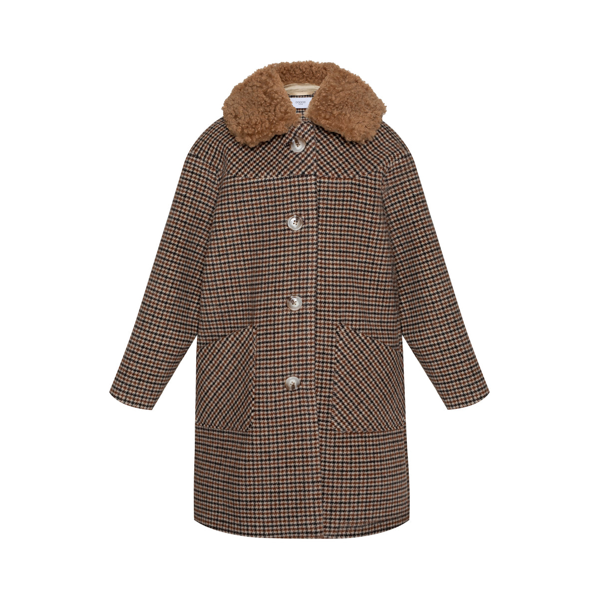 Vilnas mētelis Houndstooth, Brūns