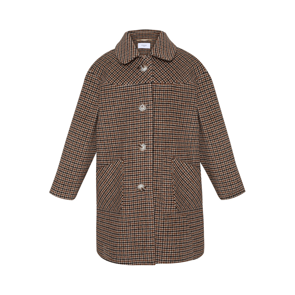 Vilnas mētelis Houndstooth, Brūns