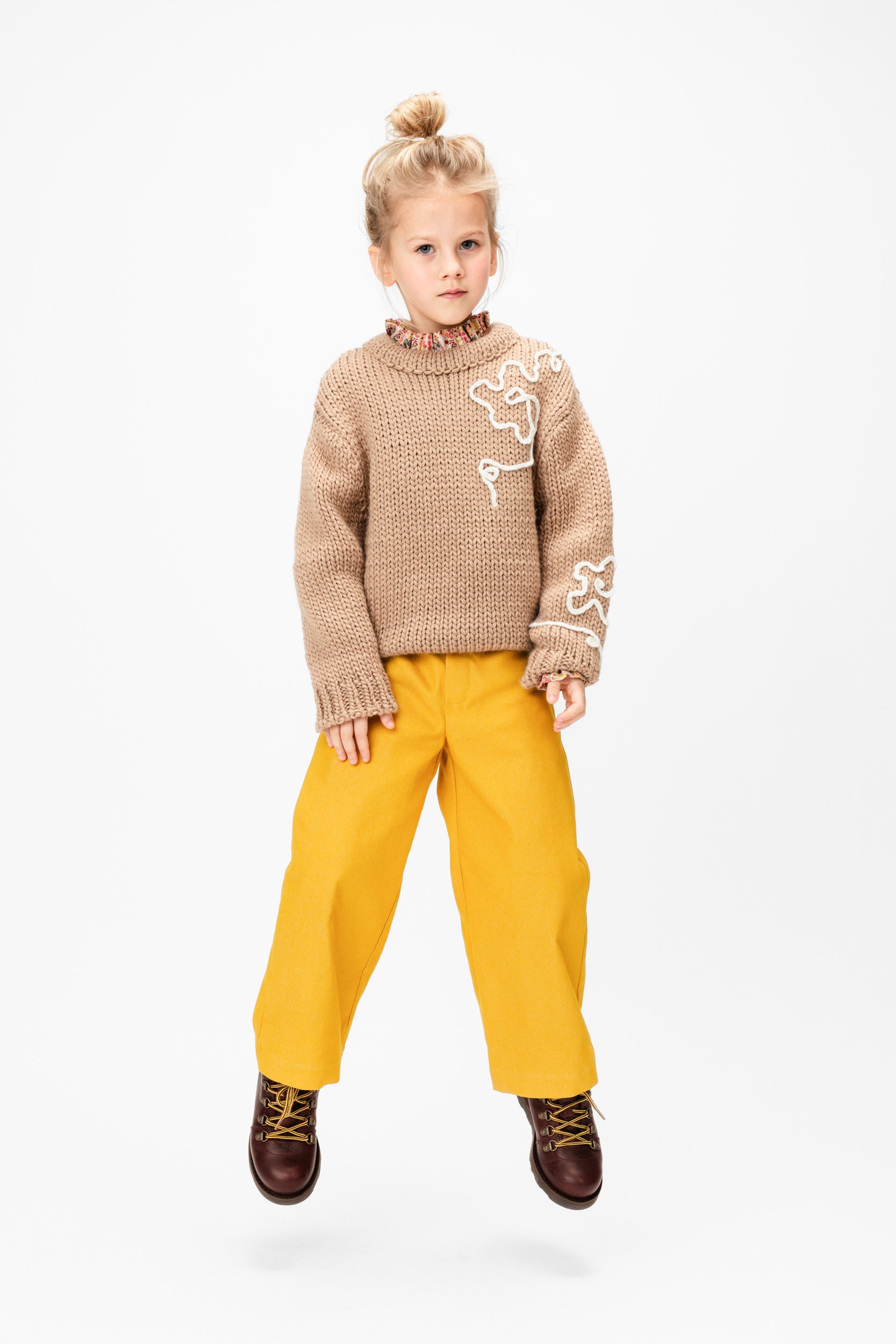Denim Wide Trousers Henri, Yellow