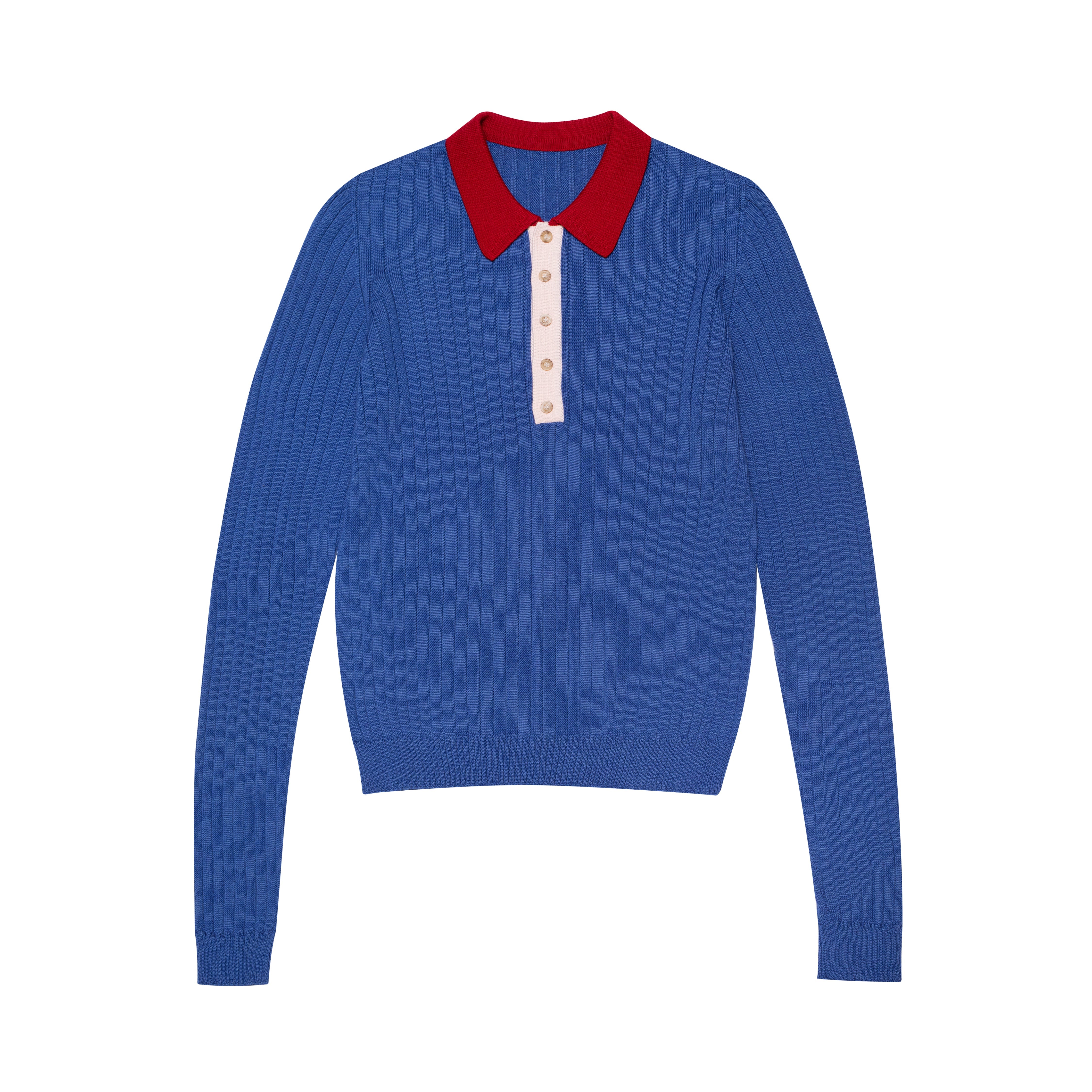Seamless Knit Women's Poloshirt, Blue