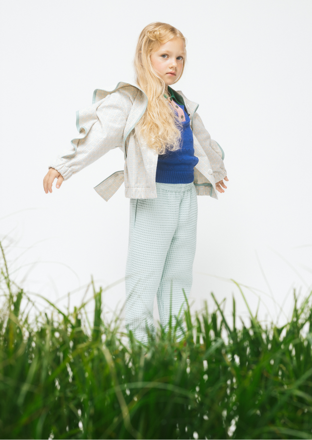 Cotton Jacket With Ruffles Baltic, Beige