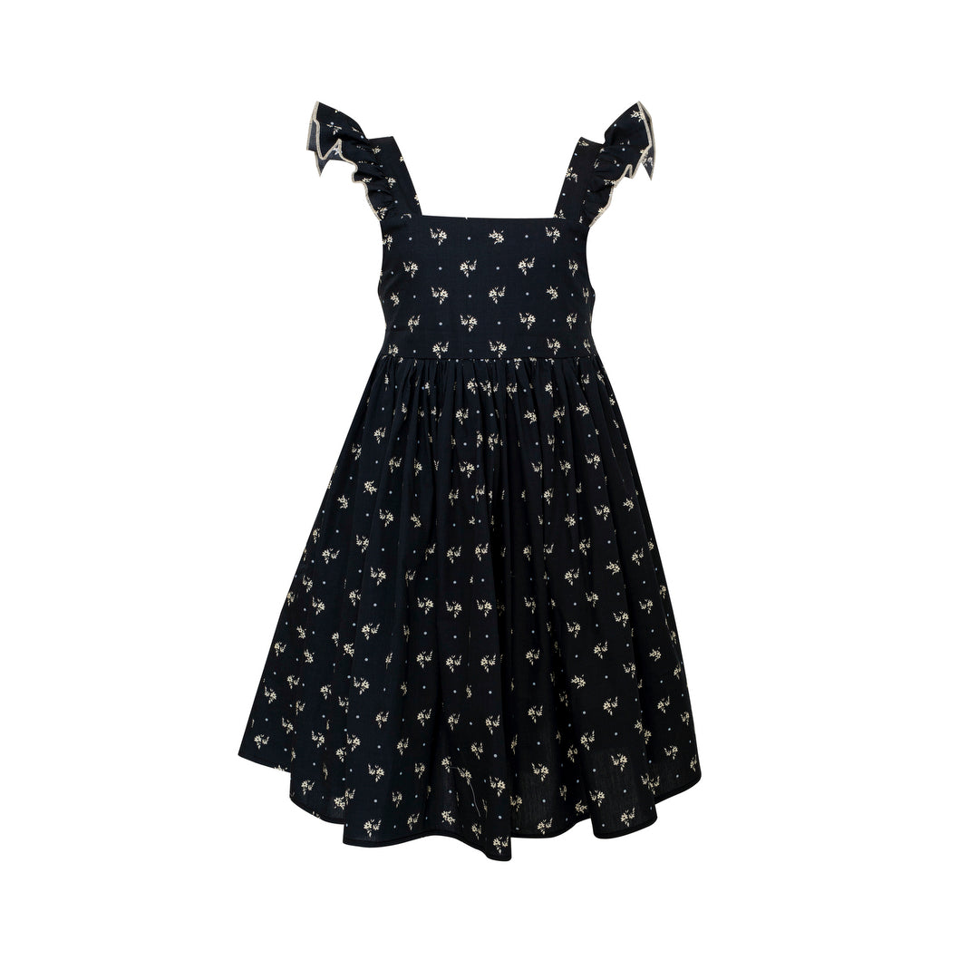 Cotton Tie Back Dress Pearl, Black