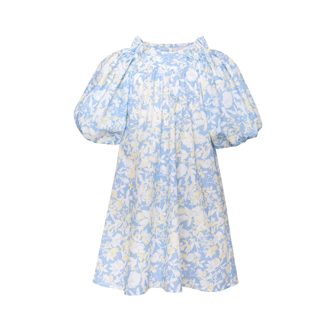 Cotton Puff Sleeve Dress Anemone, Blue