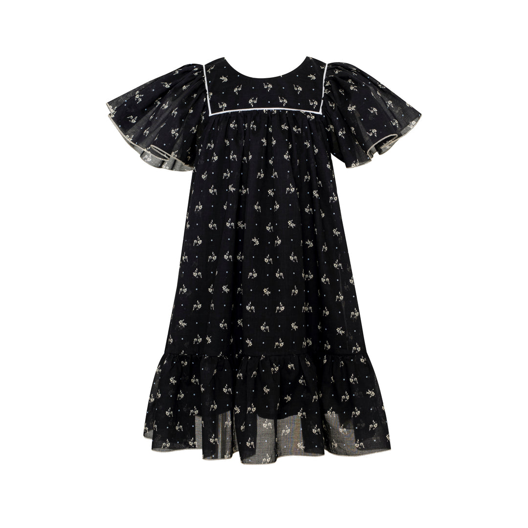 Cotton Chiffon Dress Pearl, Black