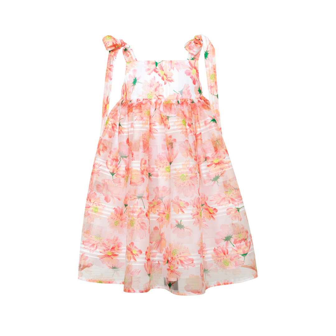 Chiffon Dress With Ties Marigolds, Orange