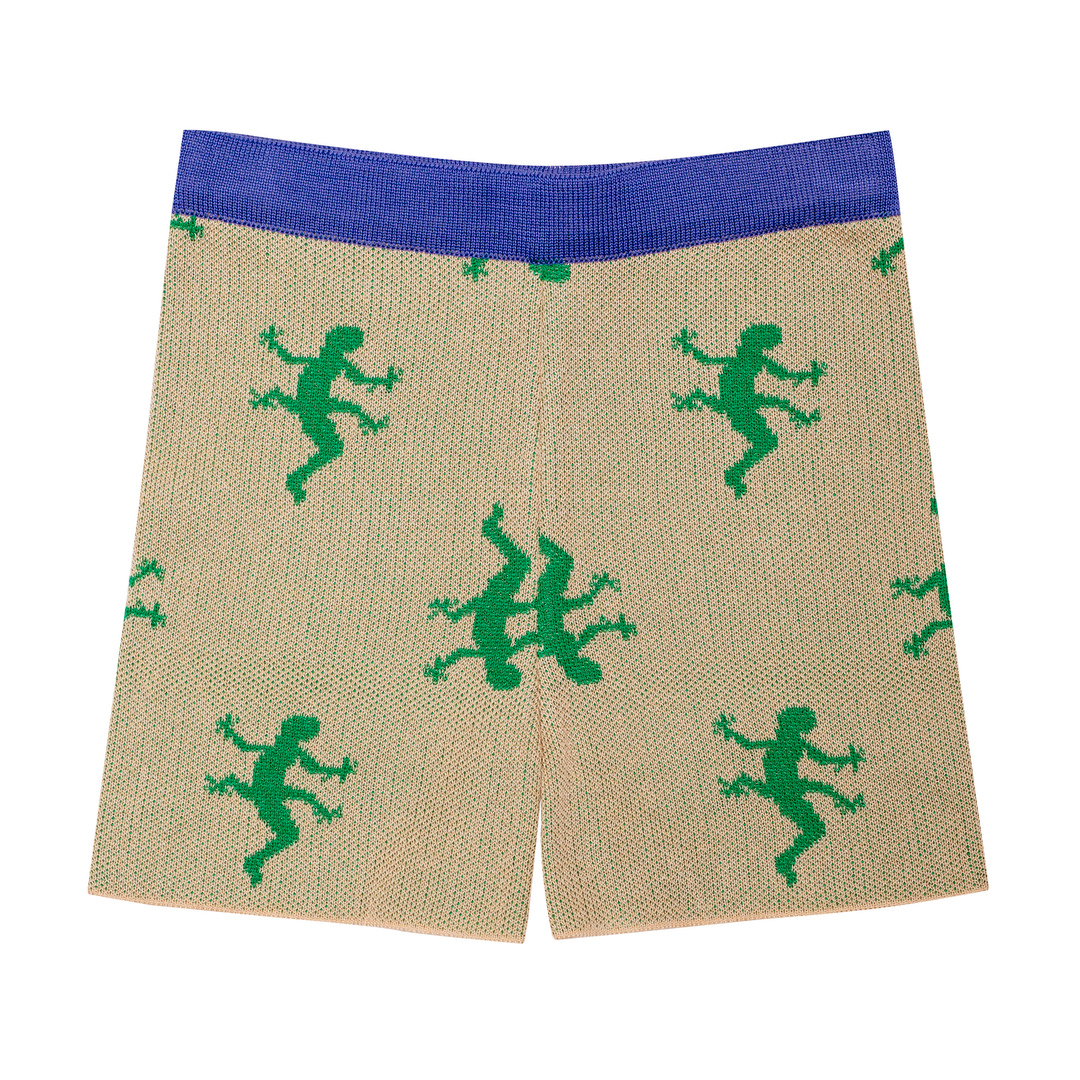Pima Cotton Knit Shorts Lizard, Beige