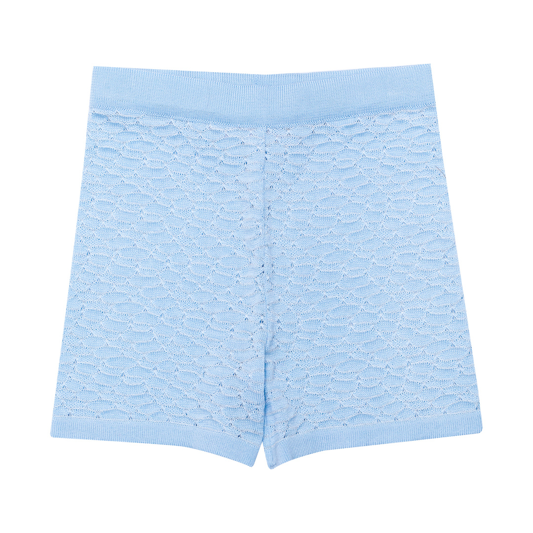 Pima Cotton Knit Shorts Pebbles, Blue