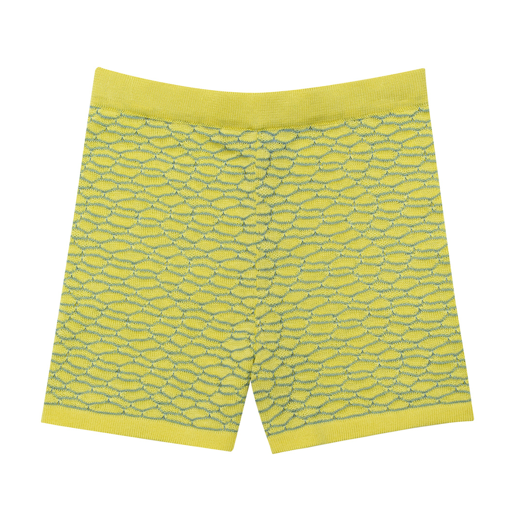 Yellow knit shorts on sale
