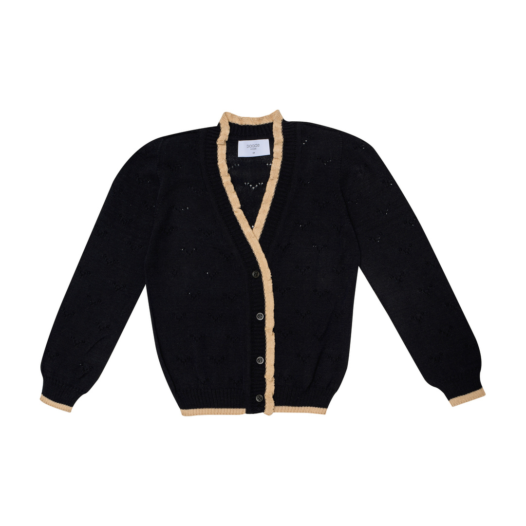 Seamless Knit Cardigan Wave, Black