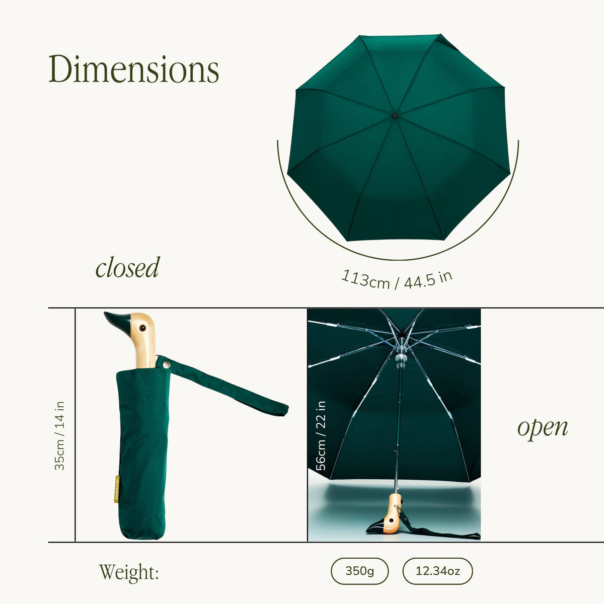 Forest Green Eco-Friendly Duckhead Umbrella