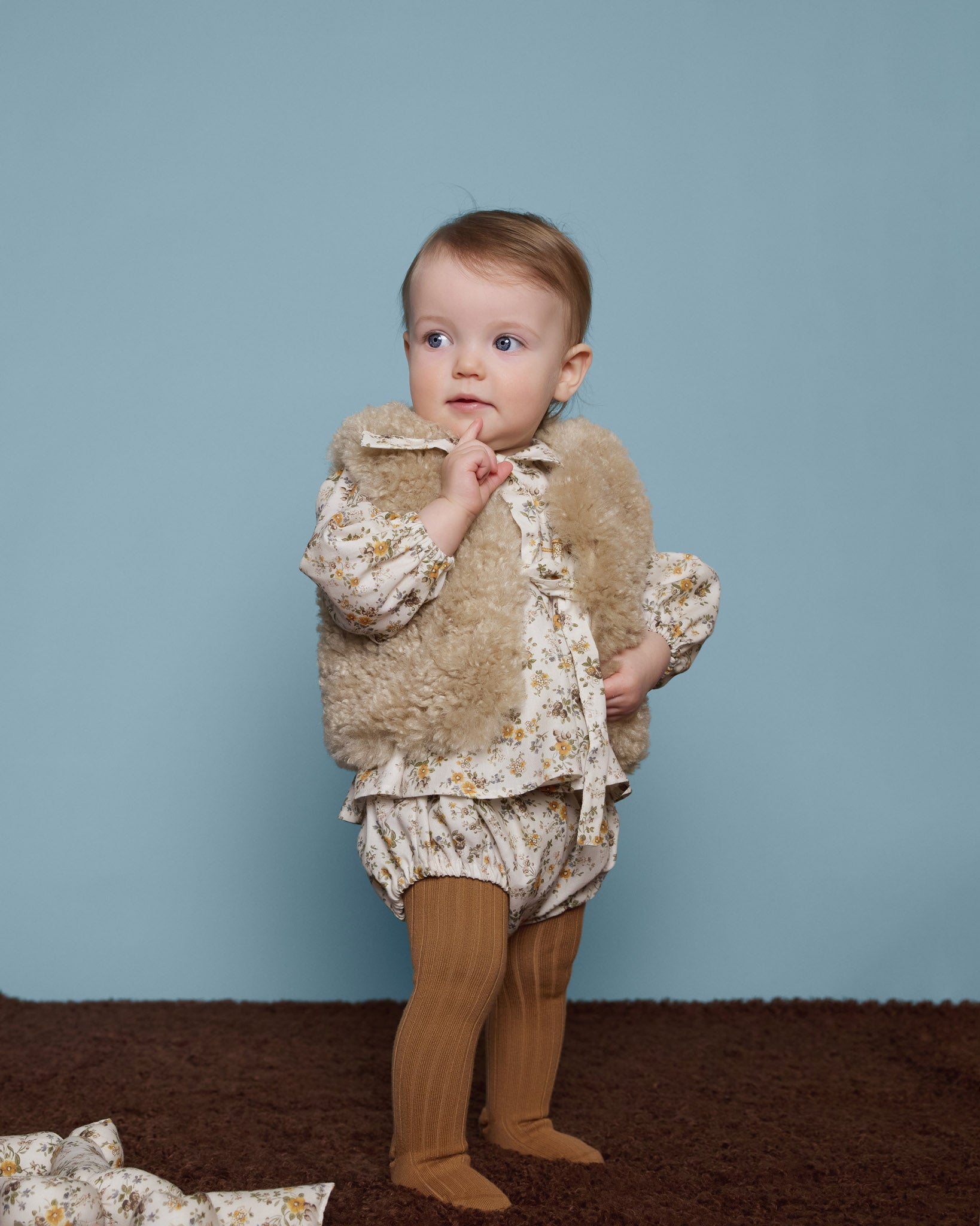 Teddy Faux Fur Baby Vest, Beige