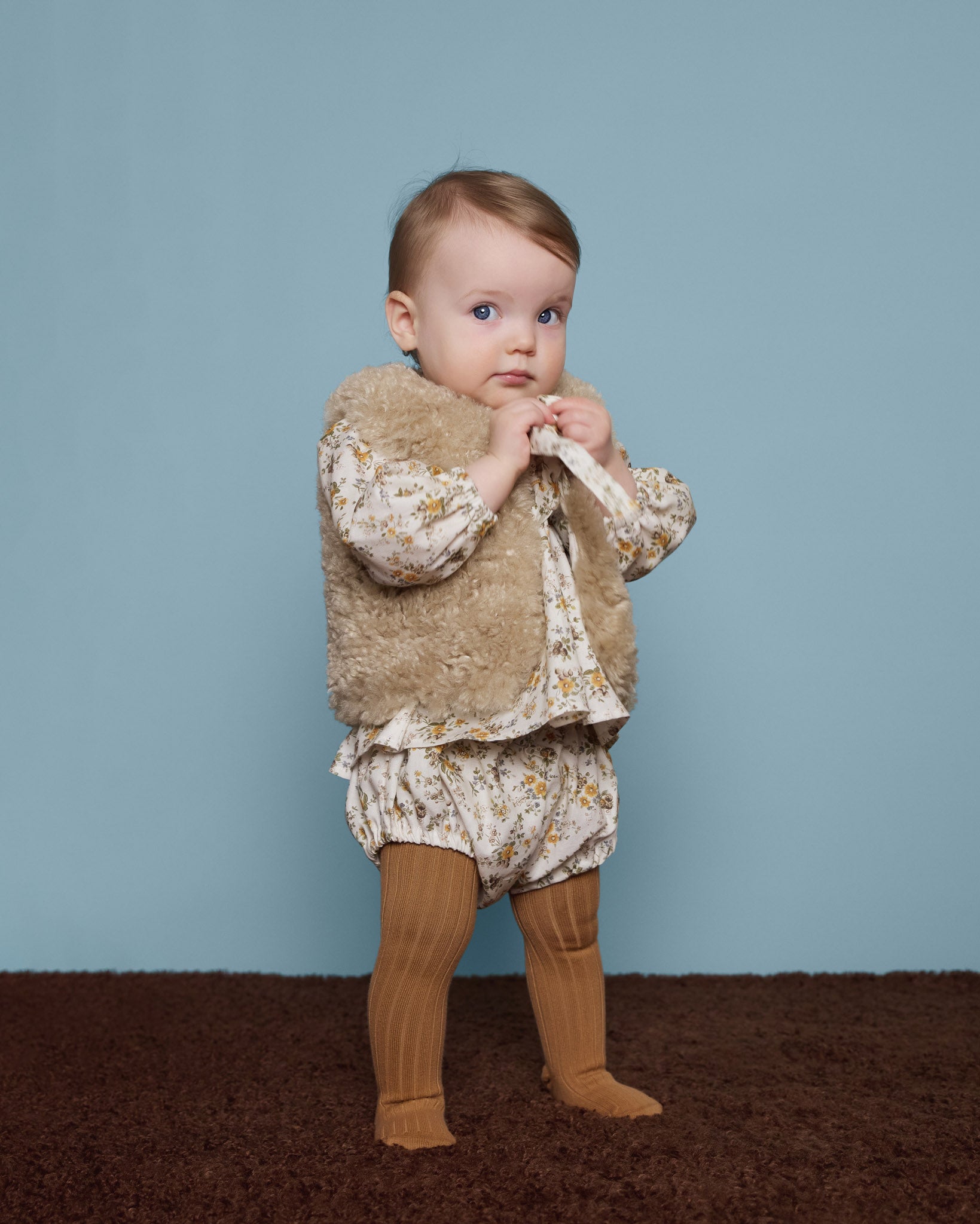 Teddy Faux Fur Baby Vest, Beige