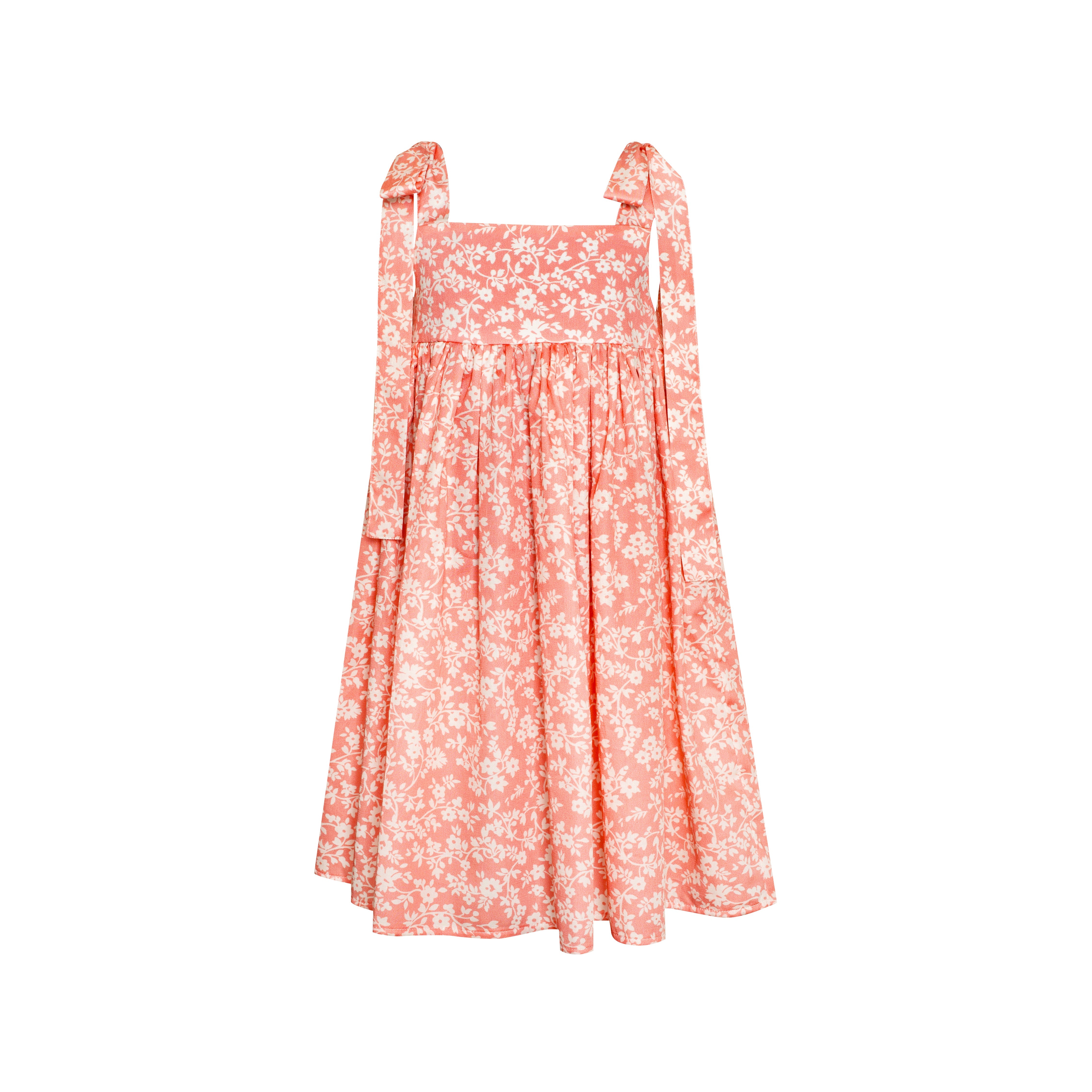 Cotton Dress with Ties Mimi, Pink