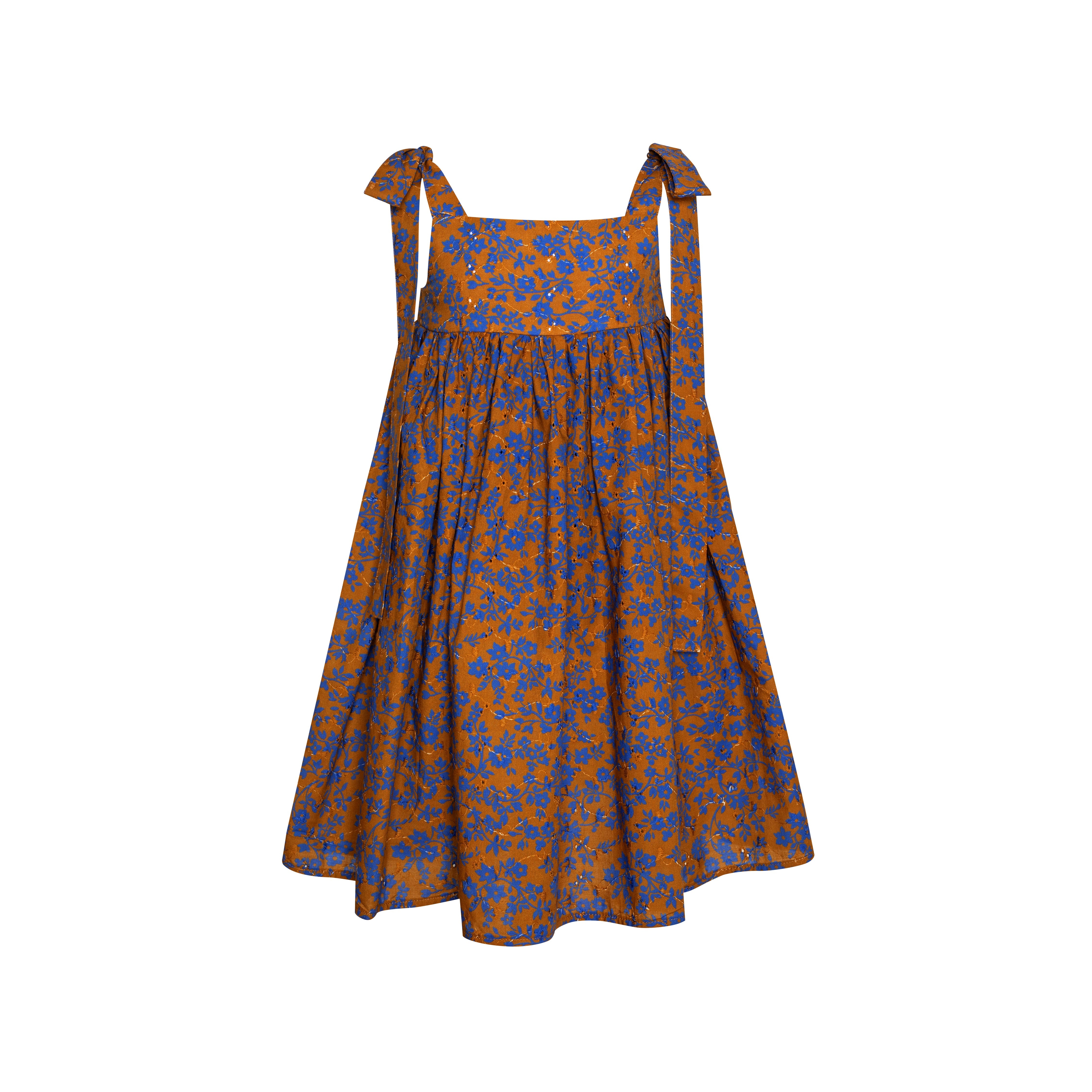 Cotton Dress with Ties Mimi, Brown