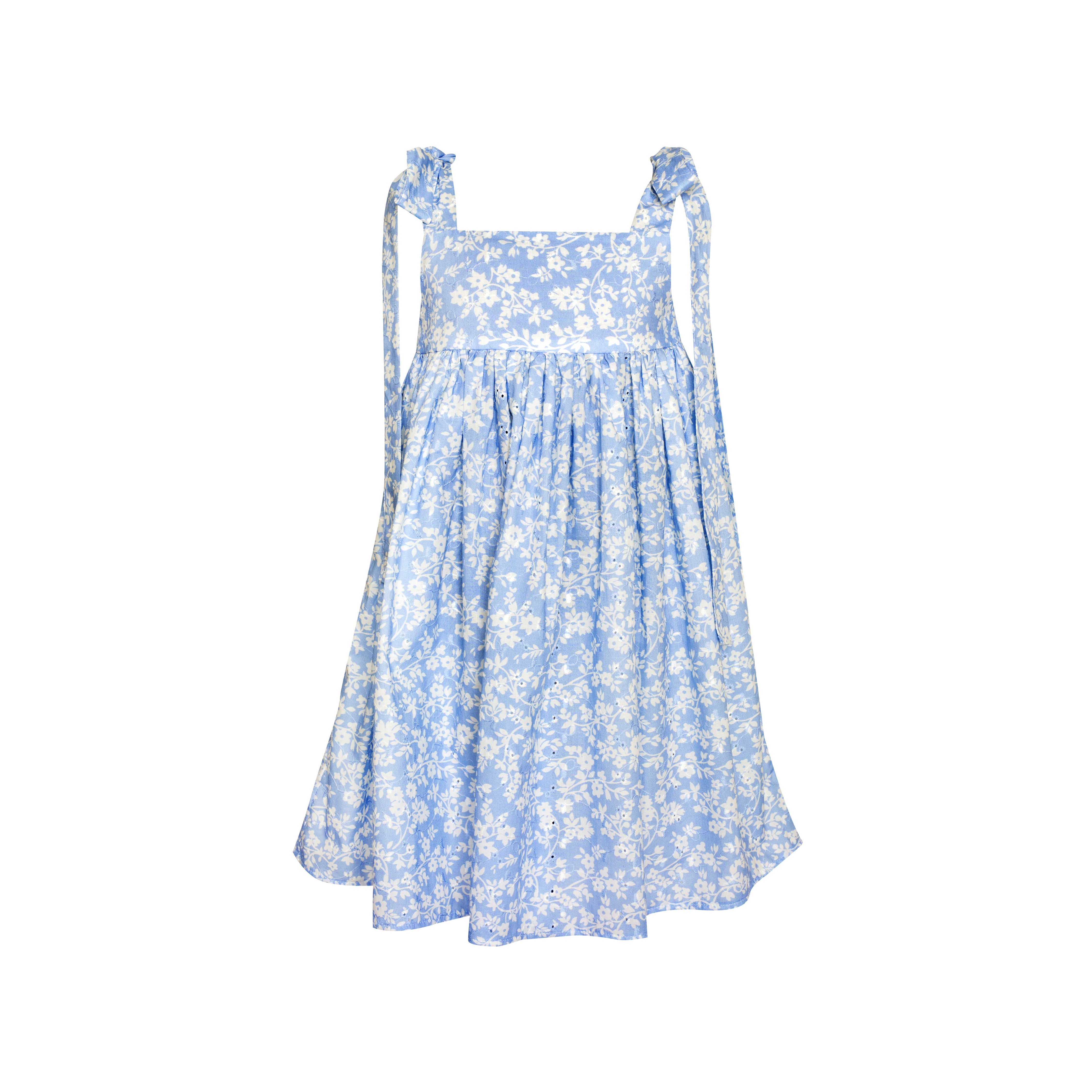 Cotton Dress with Ties Mimi, Blue