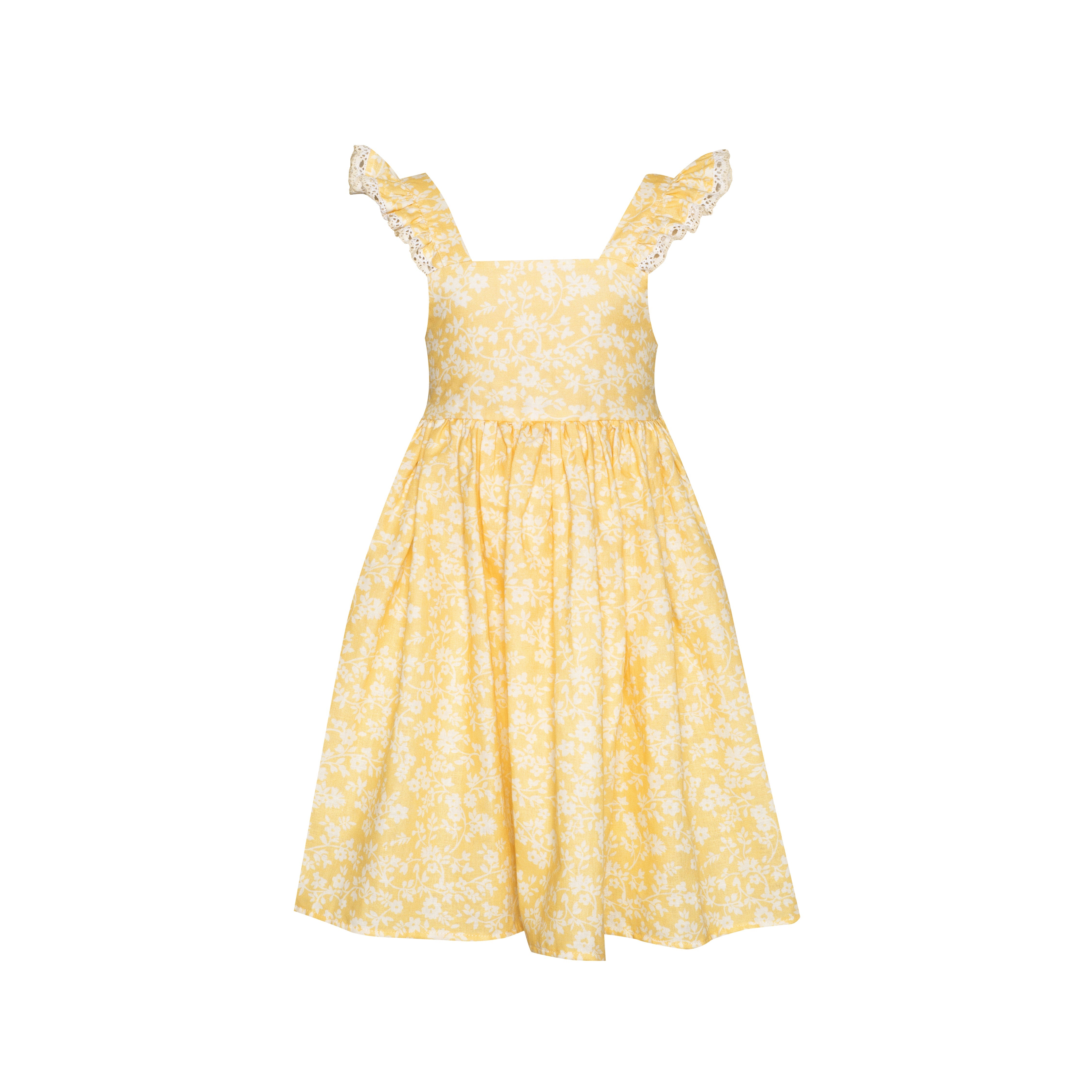 Linen-blend Dress with Ties Mimi, Yellow