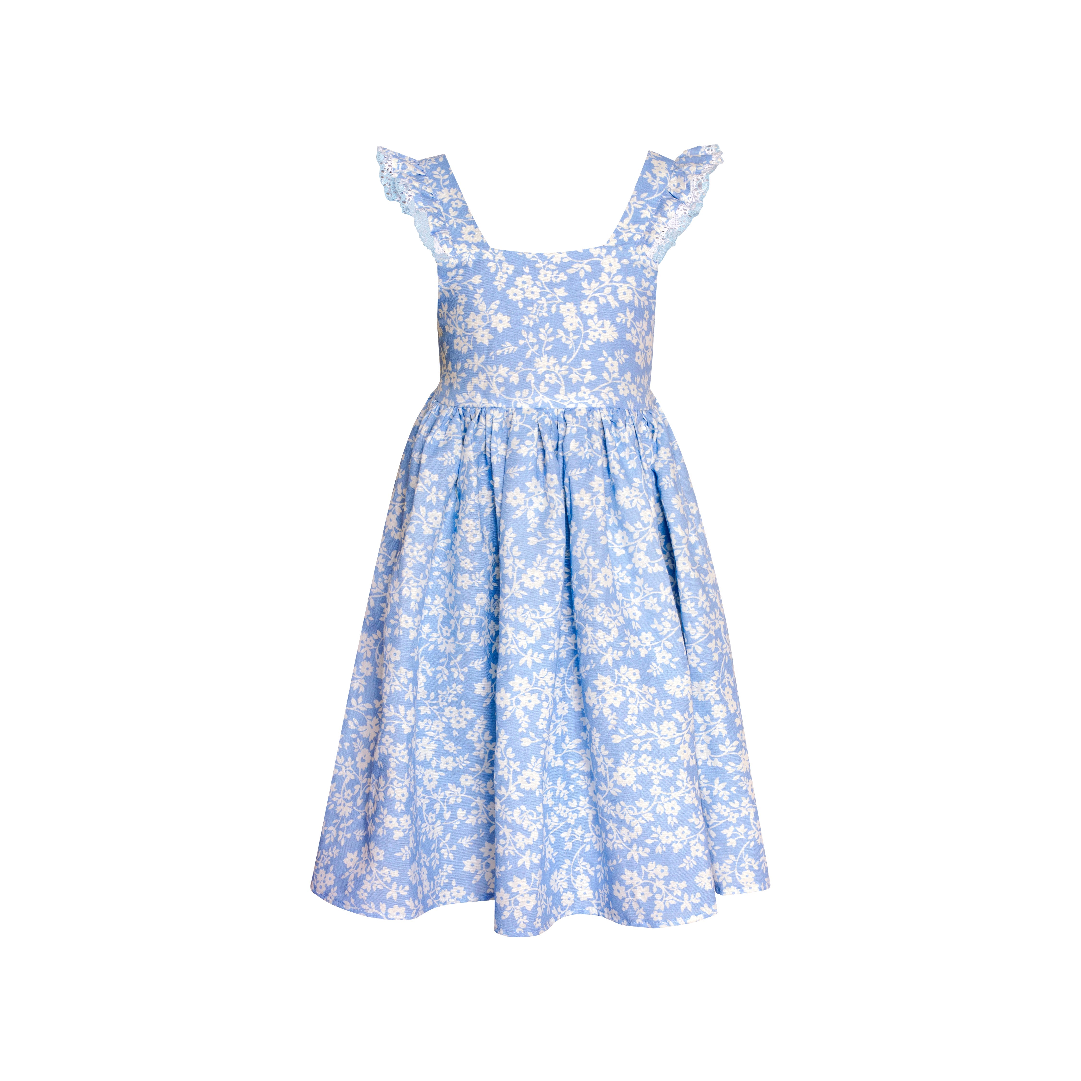 Linen-blend Dress with Ties Mimi, Blue