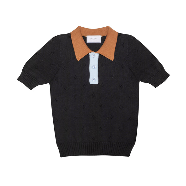 トップス TTT_MSW Diamond Knit Polo black L TTT MSW DIAMOND KNIT POLO BLACK M