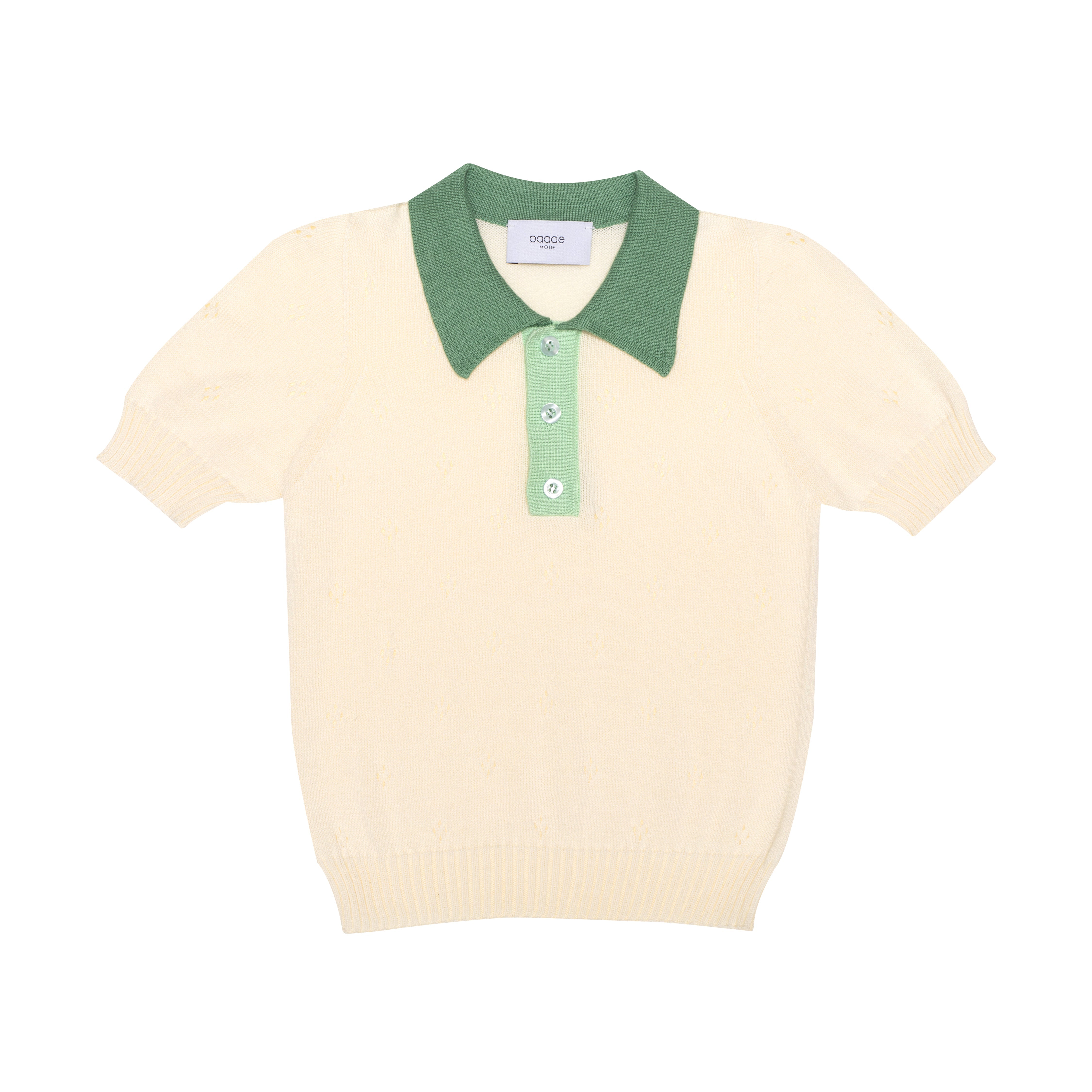 Seamless Knit Polo Shirt Lemonade, White