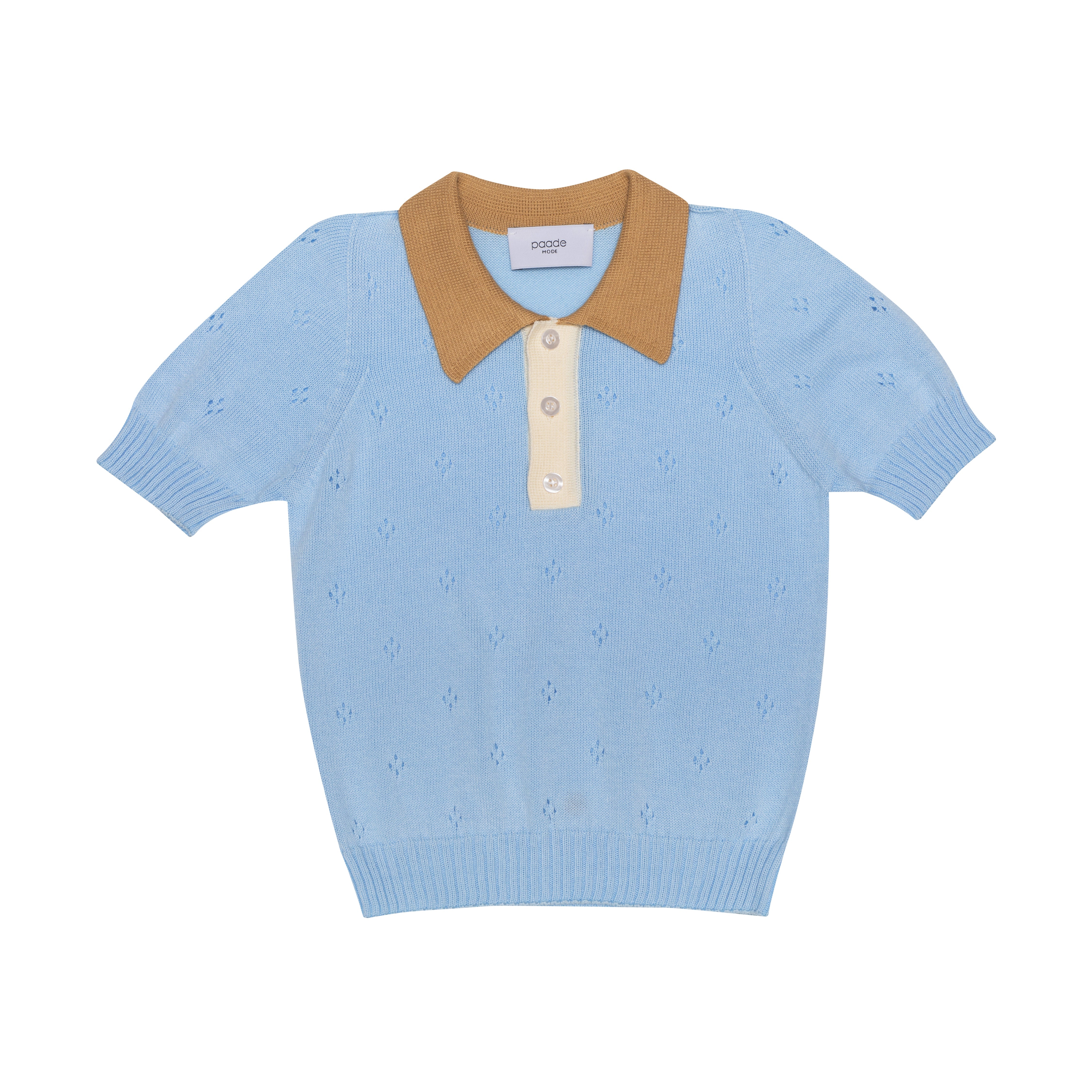 Seamless Knit Polo Shirt Lemonade, Blue