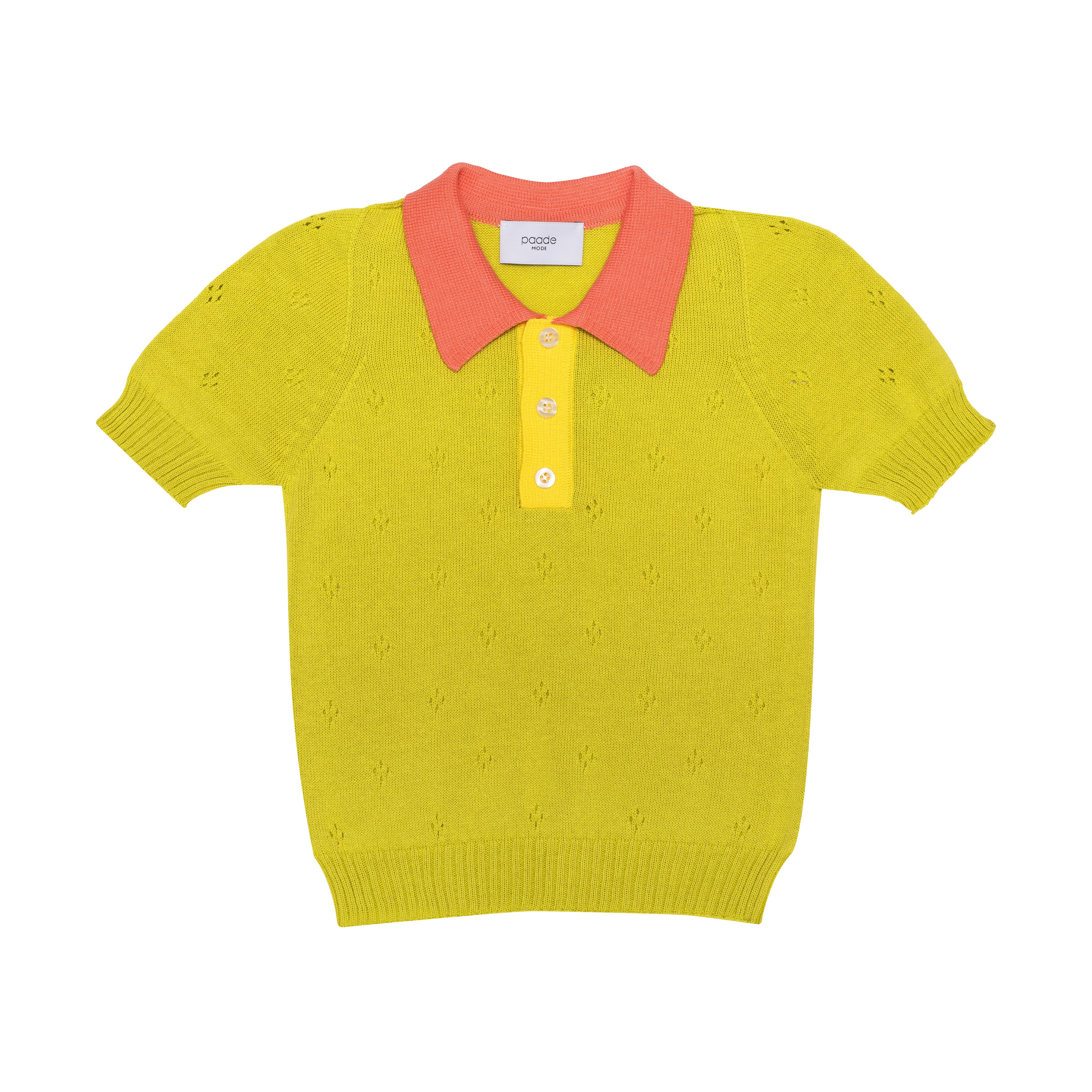 Seamless Knit Polo Shirt Lemonade, Lime Green