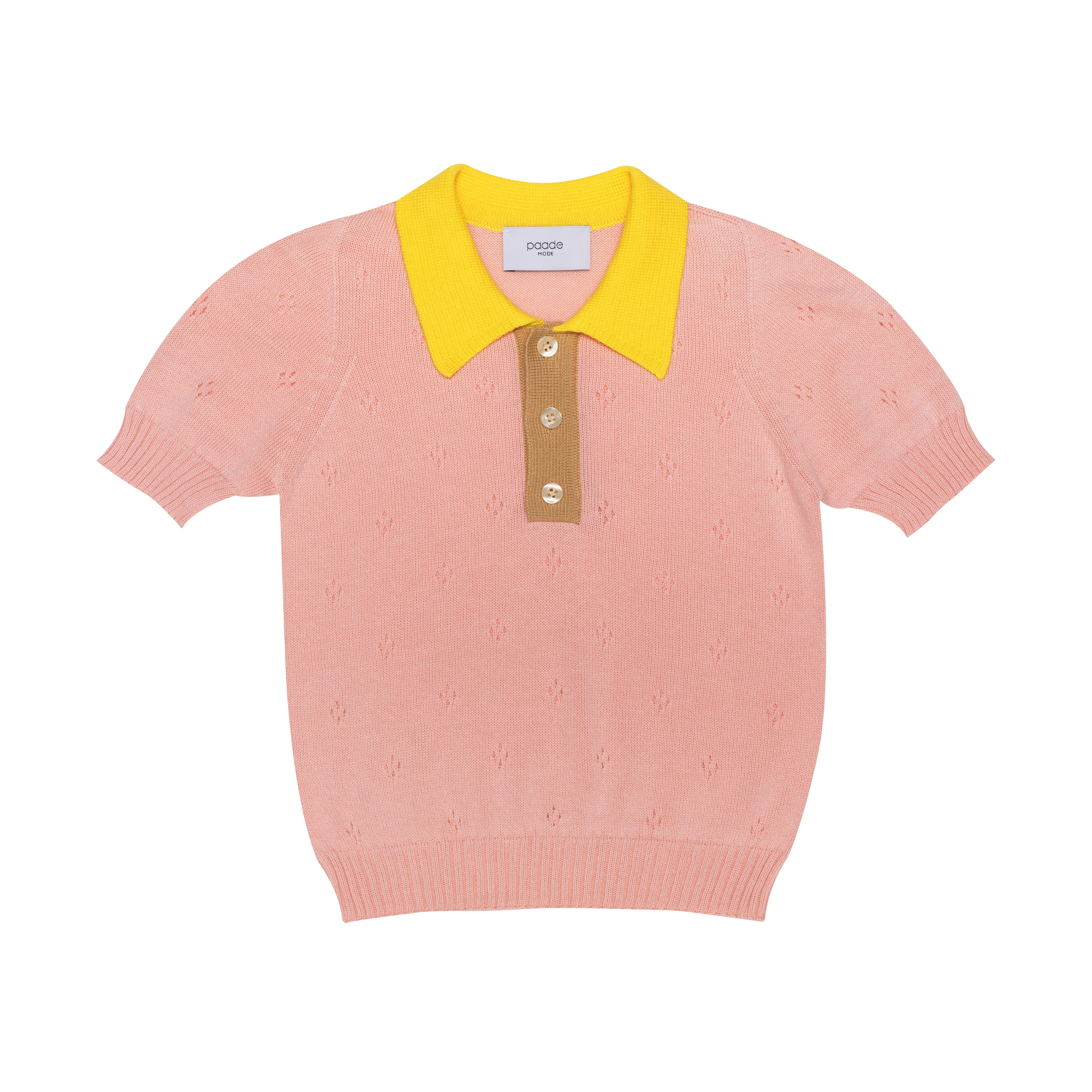 Seamless Knit Polo Shirt Lemonade, Pink