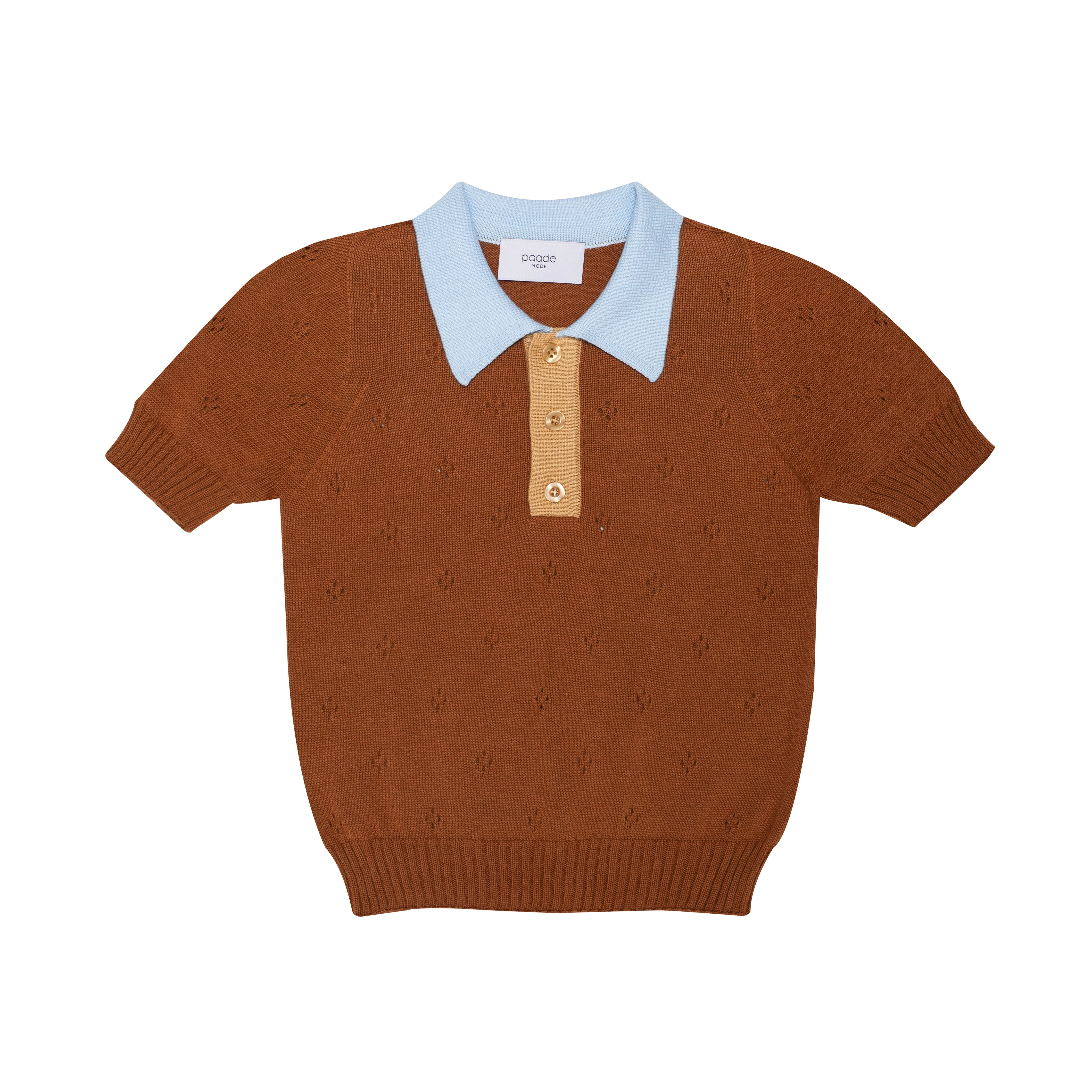 Seamless Knit Polo Shirt Lemonade, Brown