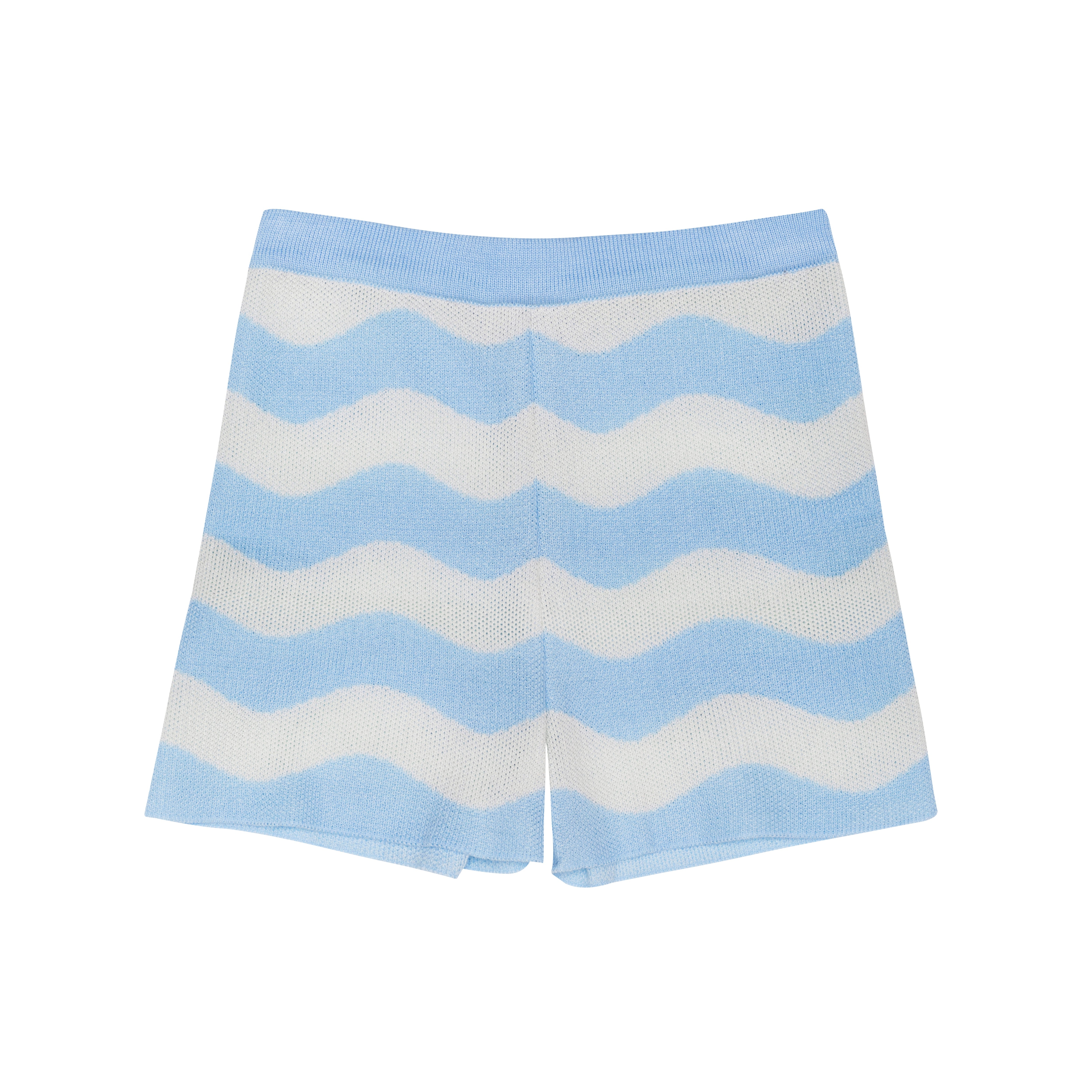 Knit Cotton Shorts Wave, Blue