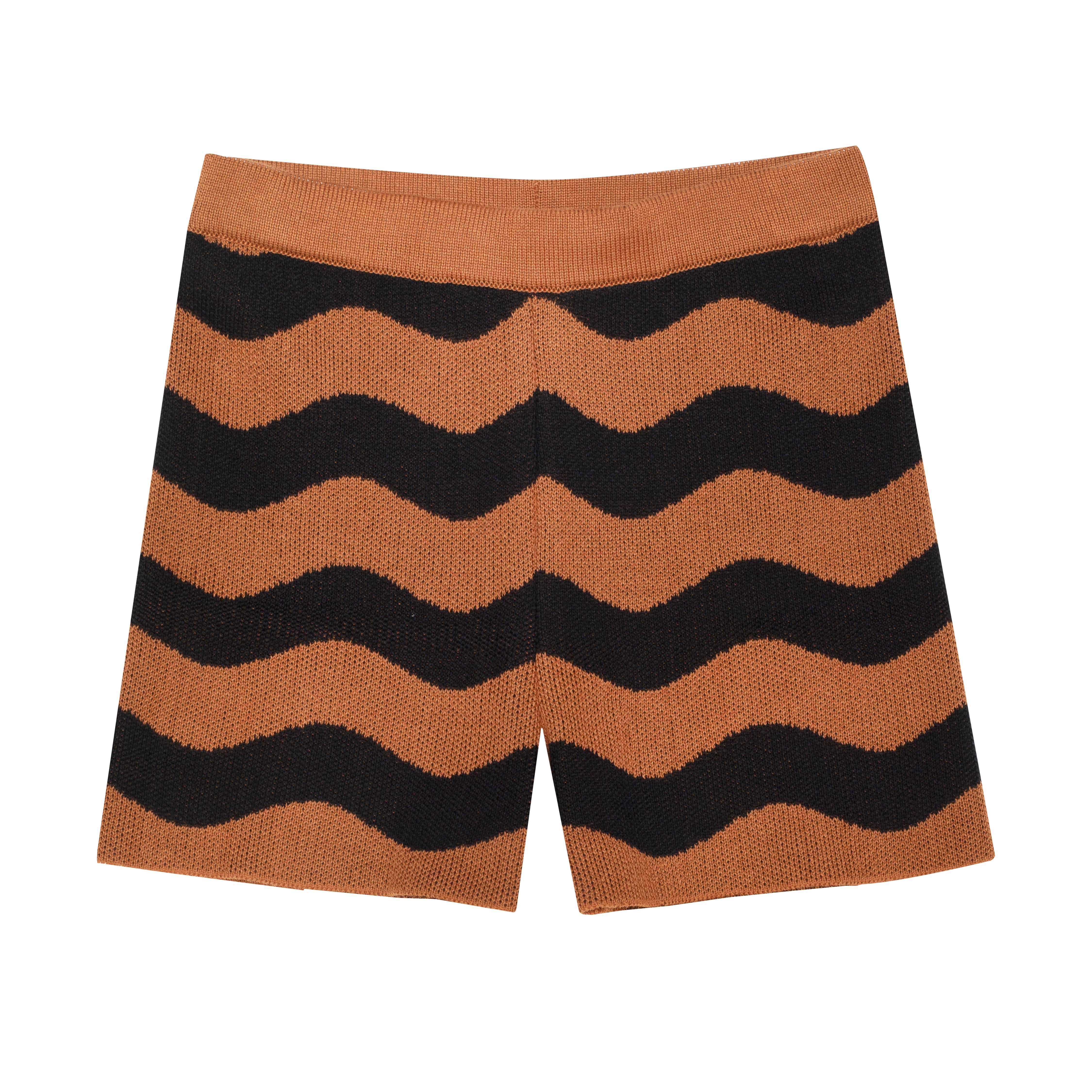 Knit Cotton Shorts Wave, Brown