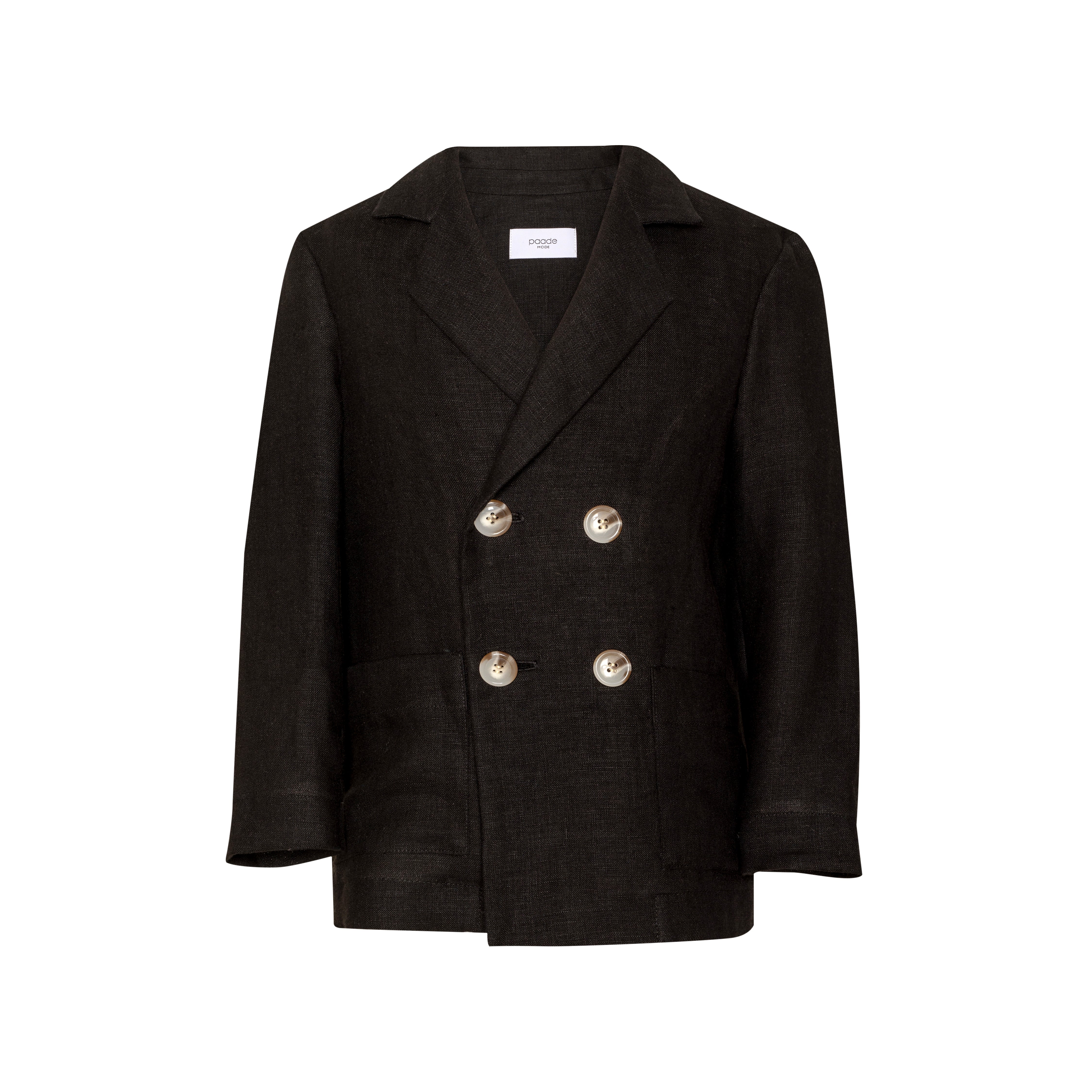 Linen Double Breasted Jacket Afternoon, Black