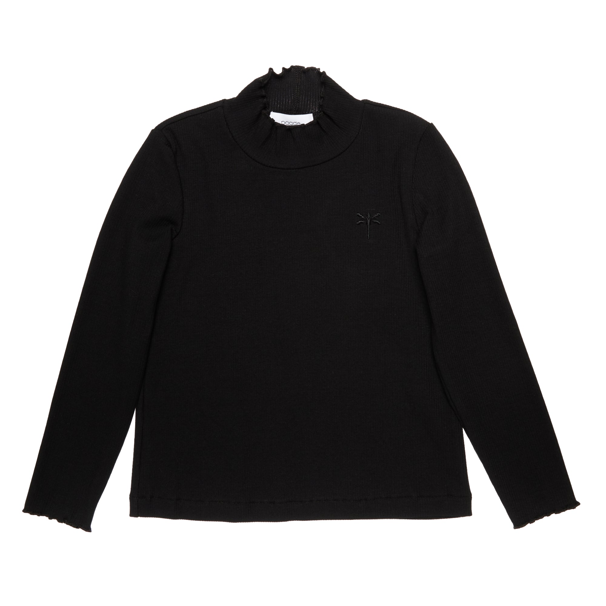 Cotton Rib Turtleneck Dragonfly, Black