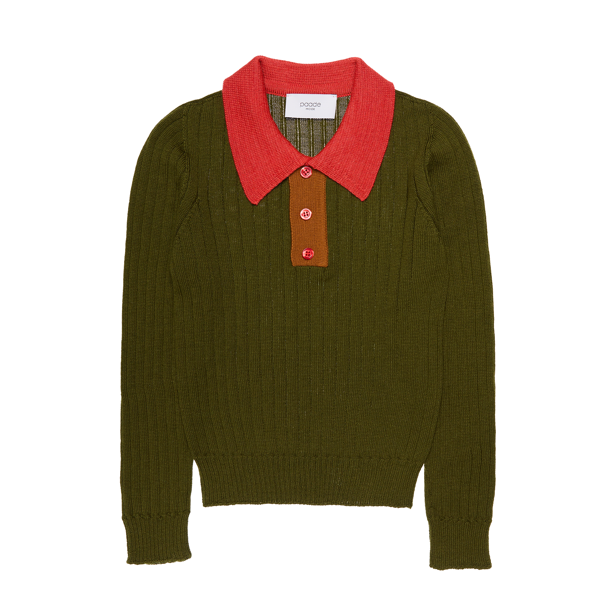 Wool Seamless Polo Shirt, Green