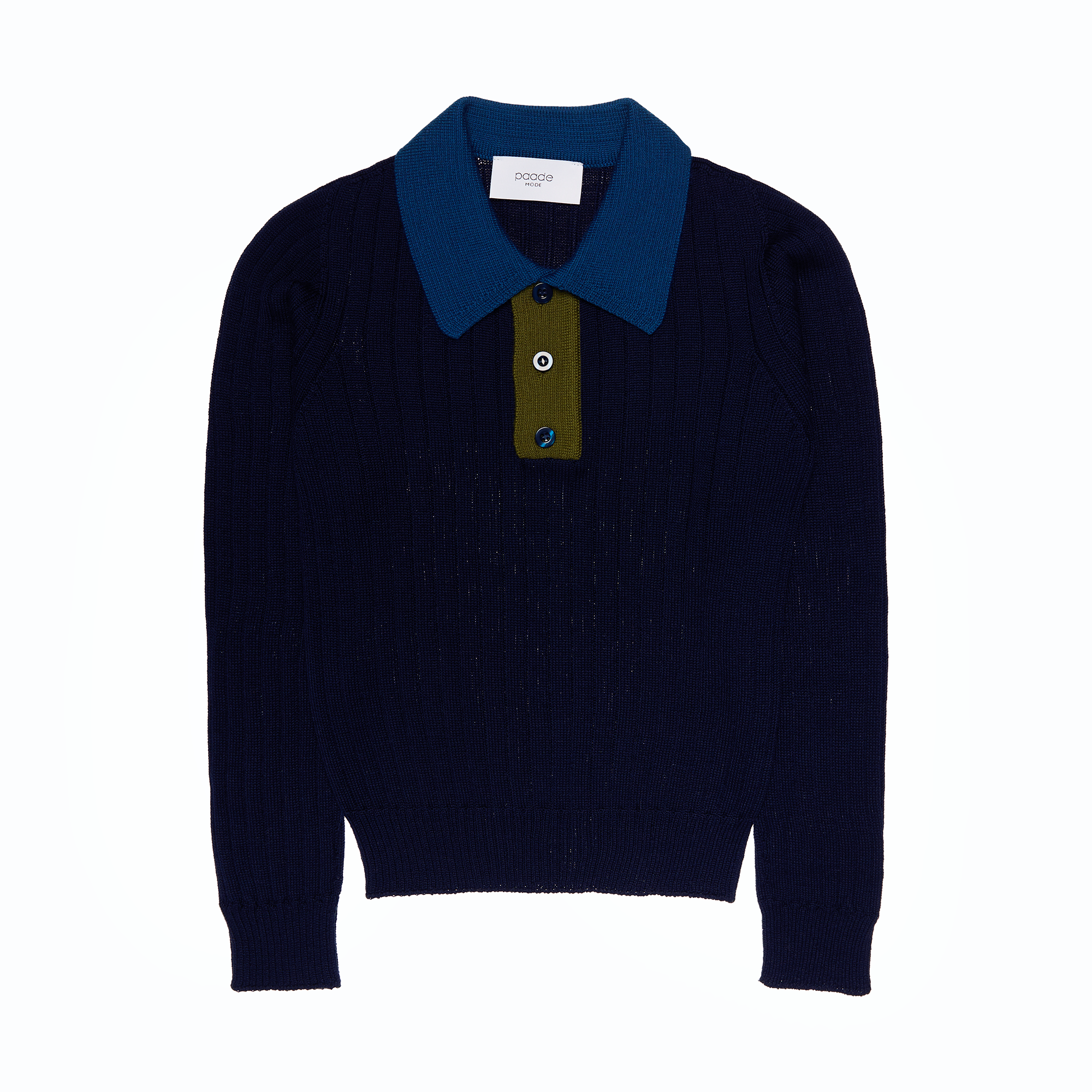 Wool Seamless Polo Shirt, Dark Blue