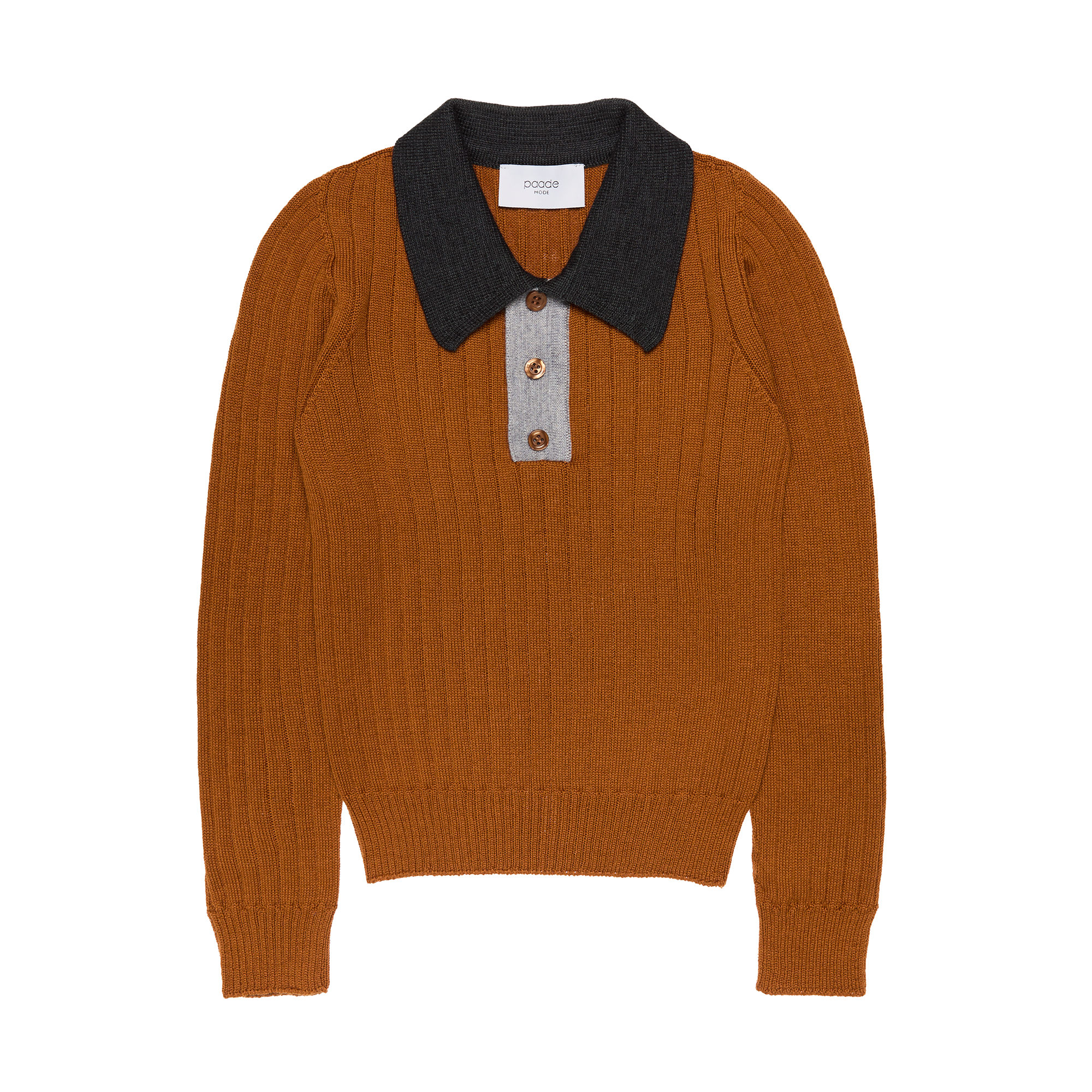 Wool Seamless Polo Shirt, Brown