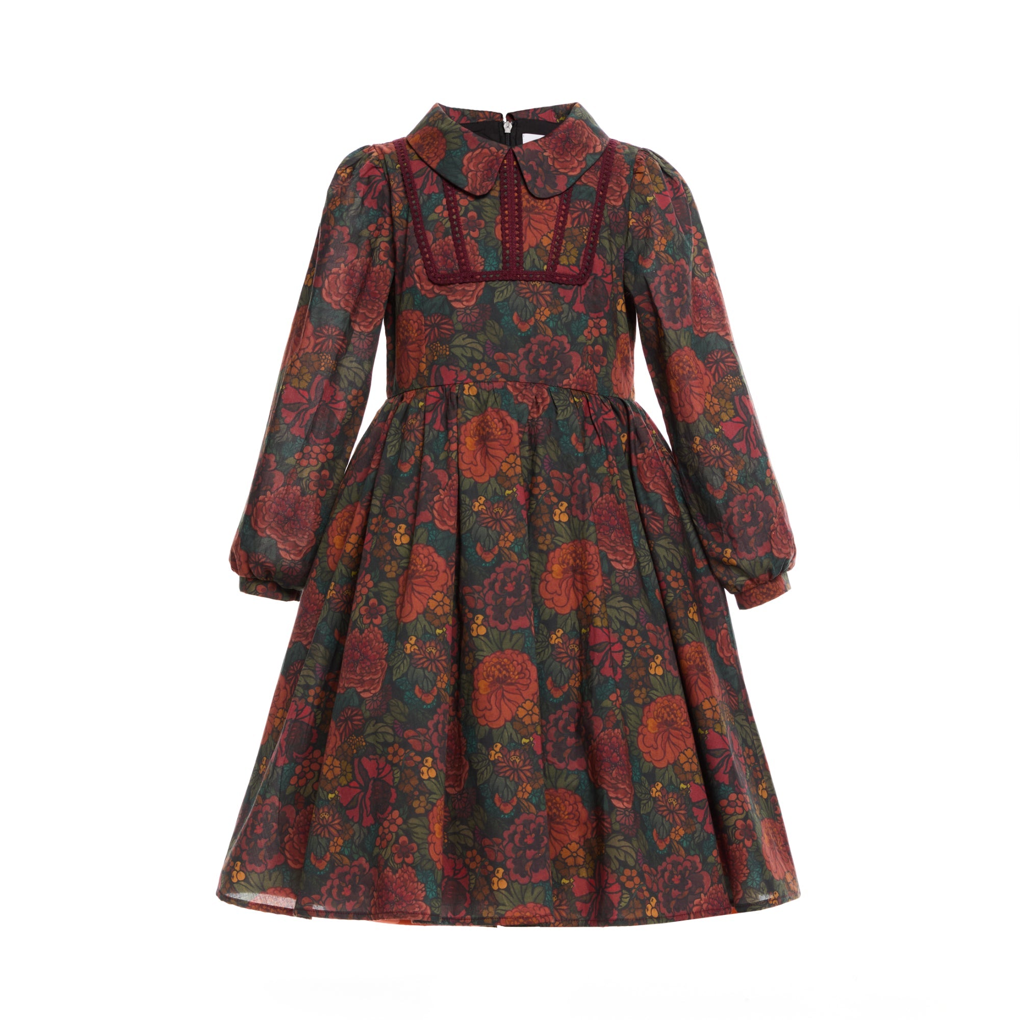 Cotton Peter Pan Collar Dress Beatrice, Red
