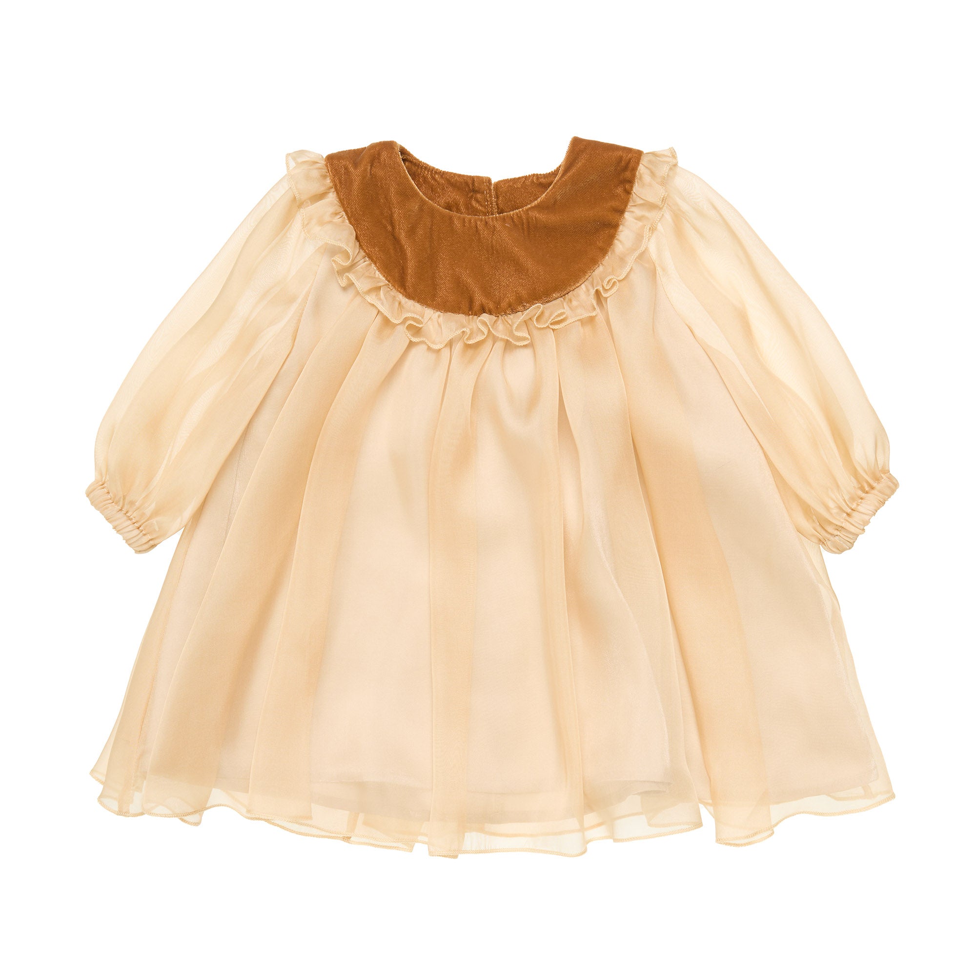 Silk Baby Dress and Bloomers Set Celeste, Gold