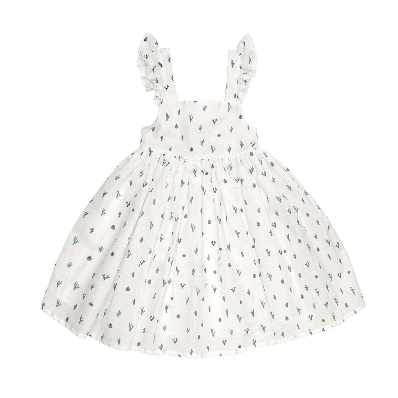 Asher Dress with Ties Linen Blend, White