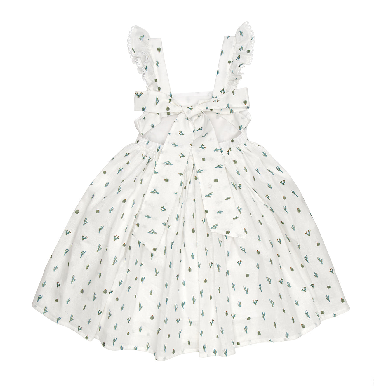 Asher Dress with Ties Linen Blend, White