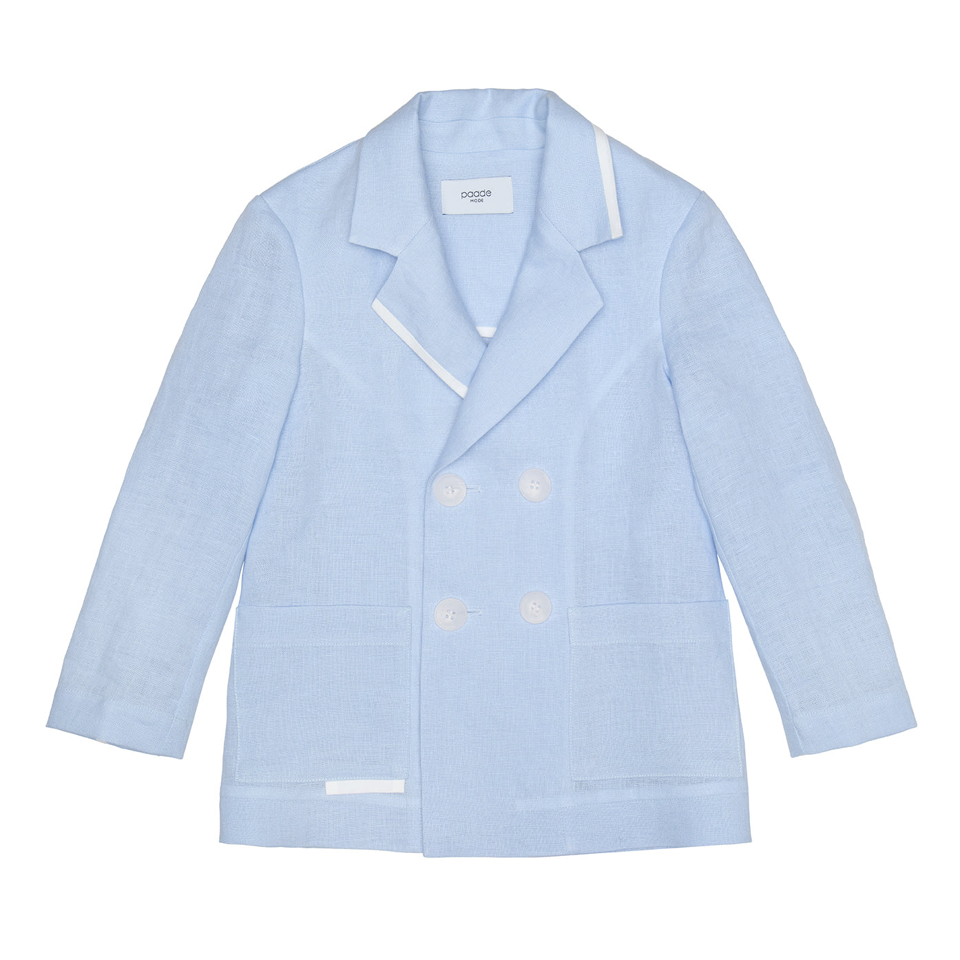 Aria Double Breasted Jacket Linen, Blue
