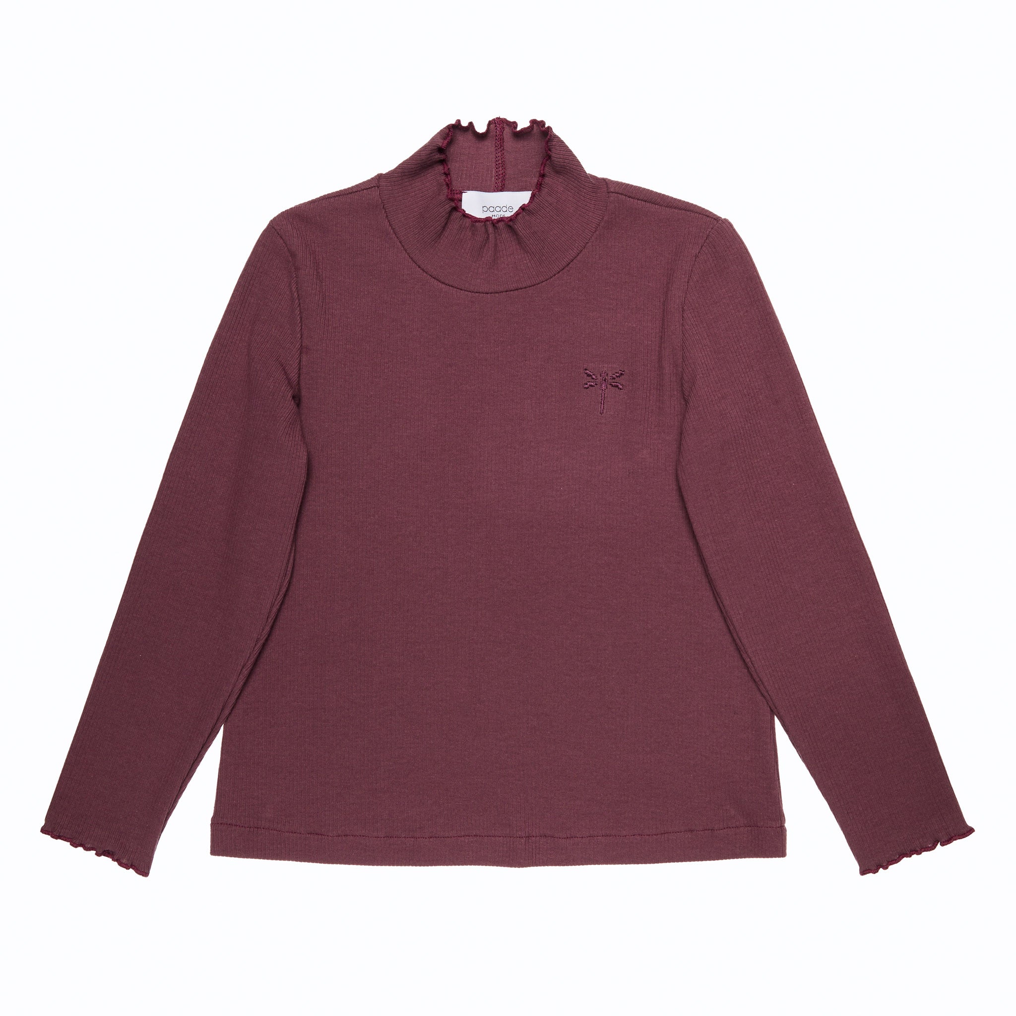 Dragonfly Cotton Turtleneck, Aubergine