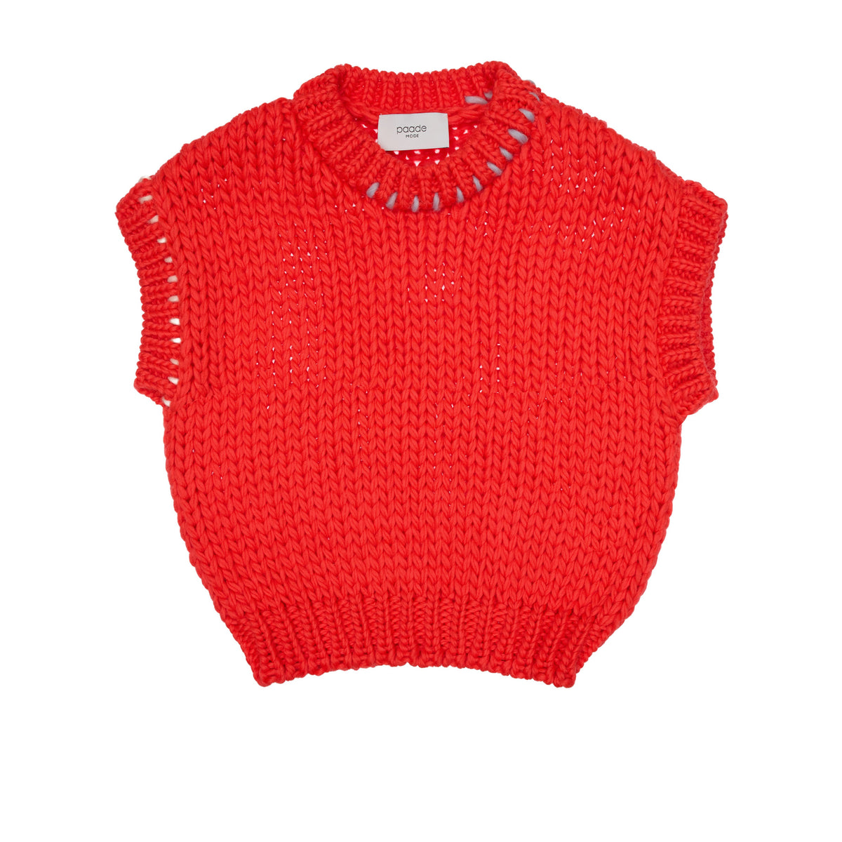Lennox Crop Wool Vest Handmade, Red