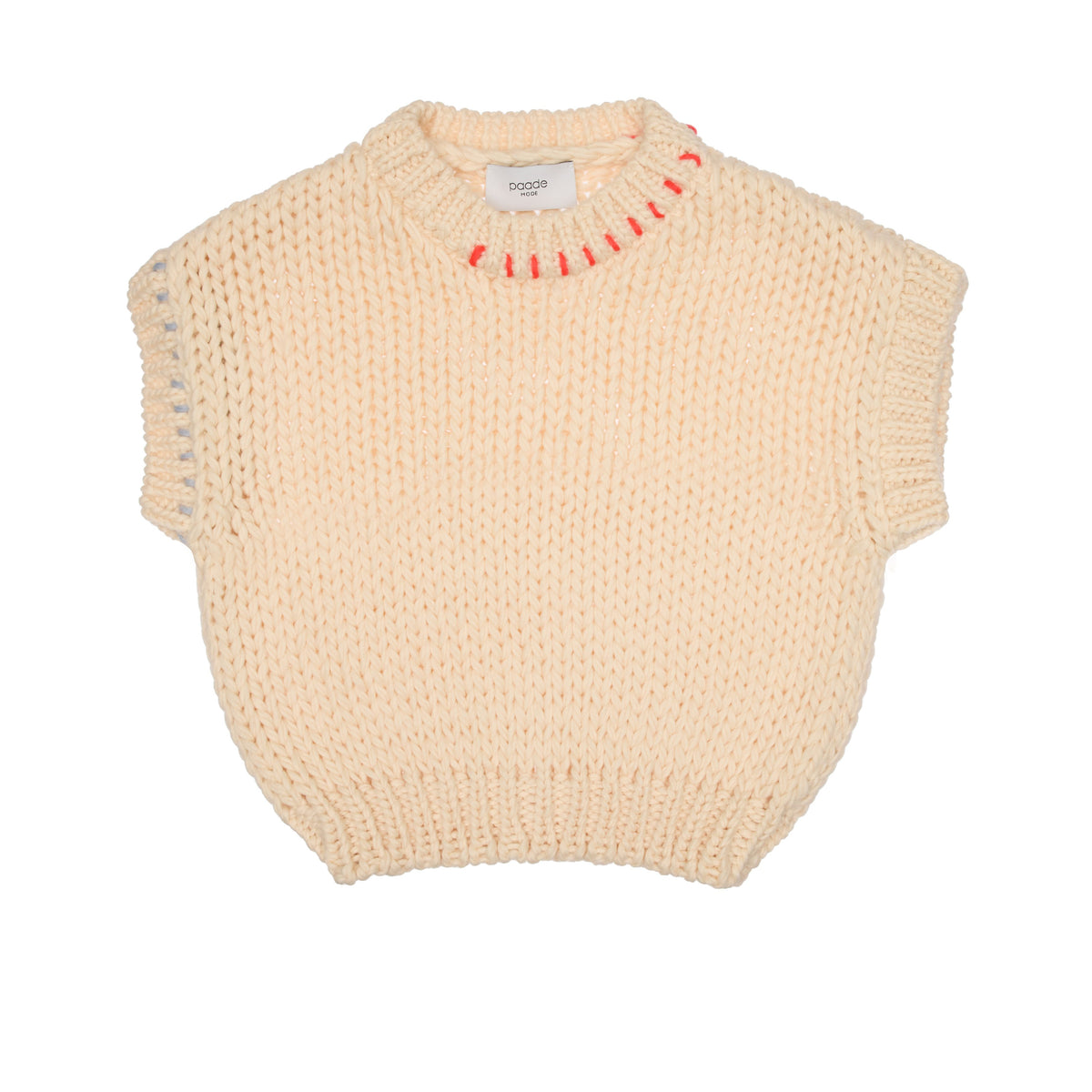 Lennox Crop Wool Vest Handmade, White