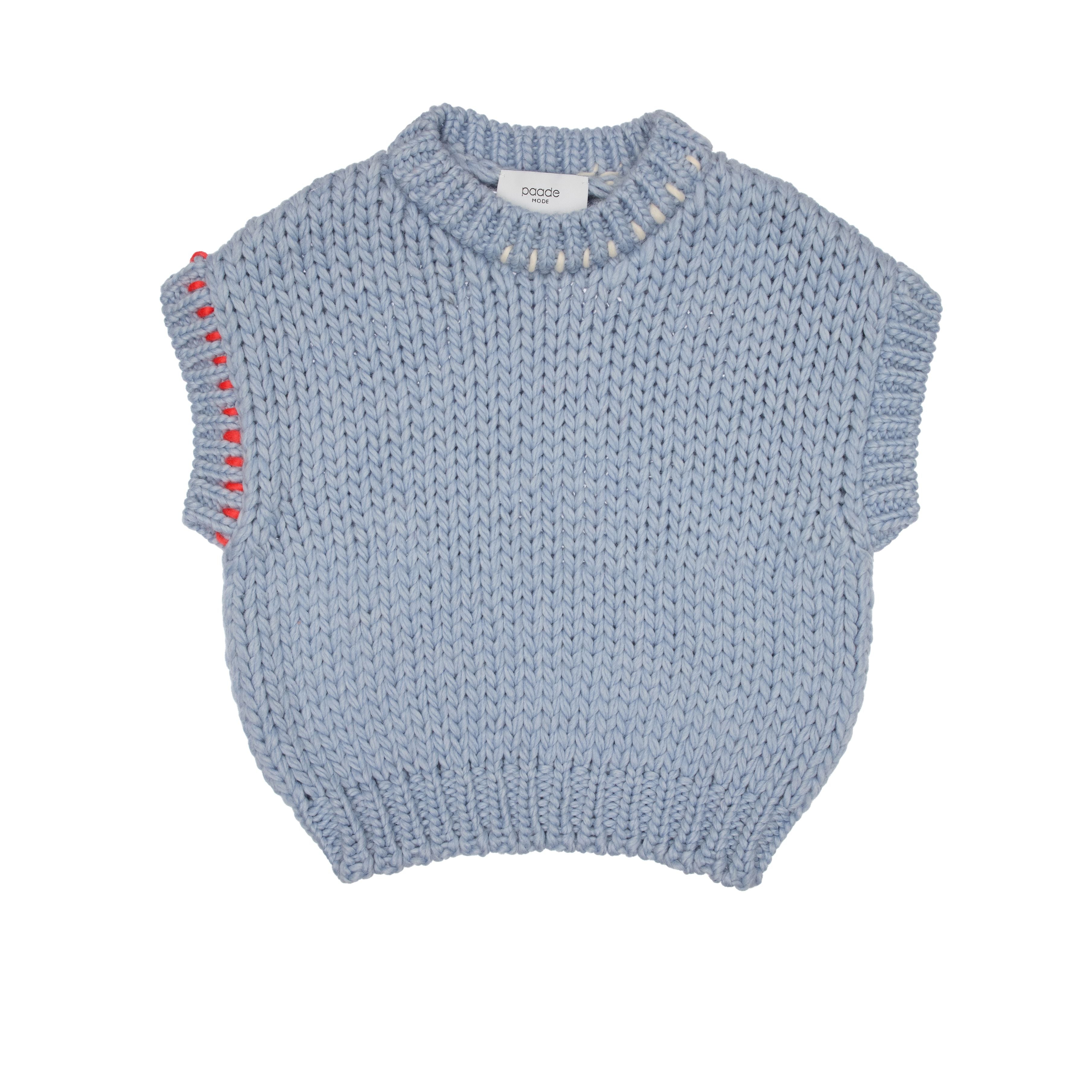 Lennox Crop Wool Vest Handmade, Blue