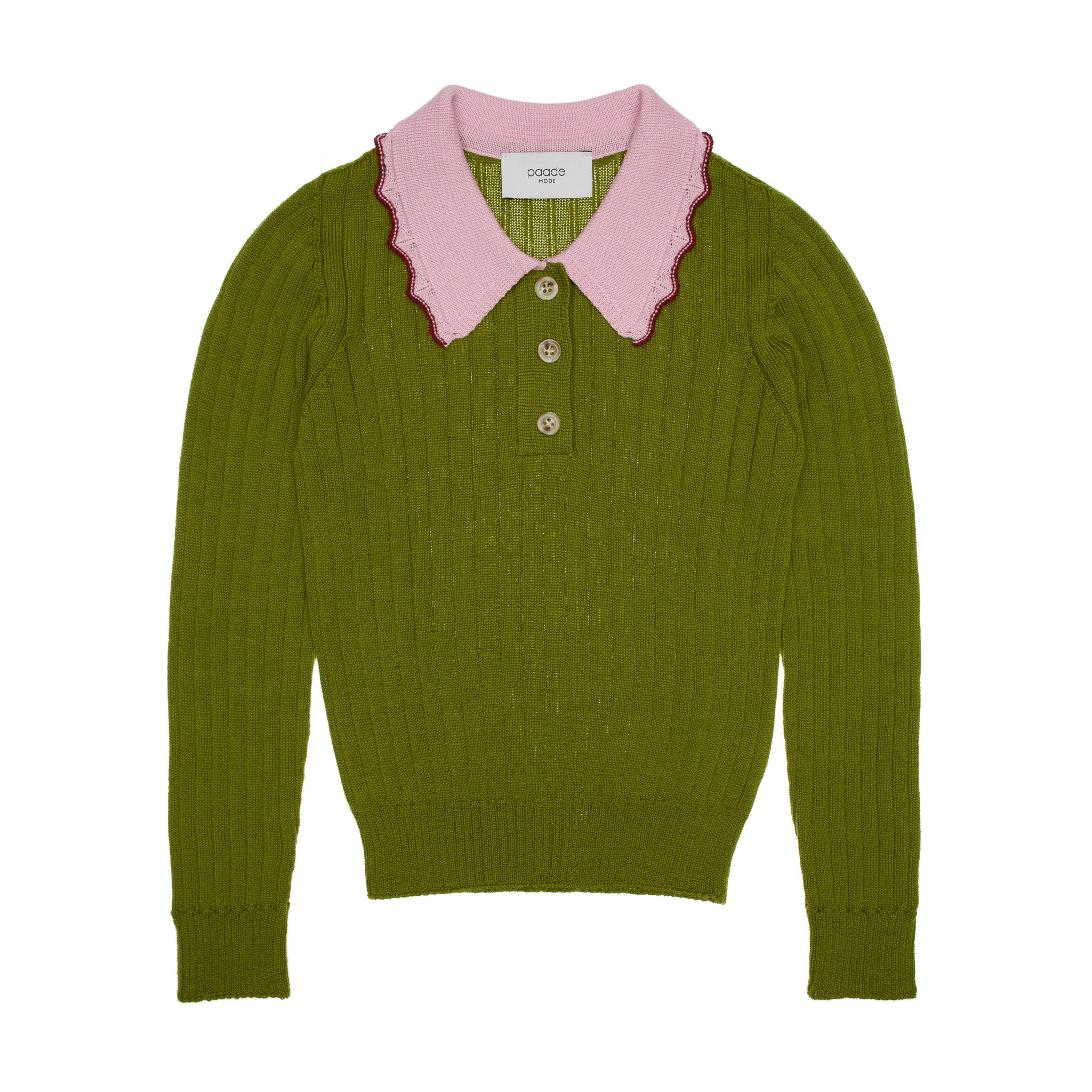 Harriet Merino Wool Polo Shirt Lace, Green