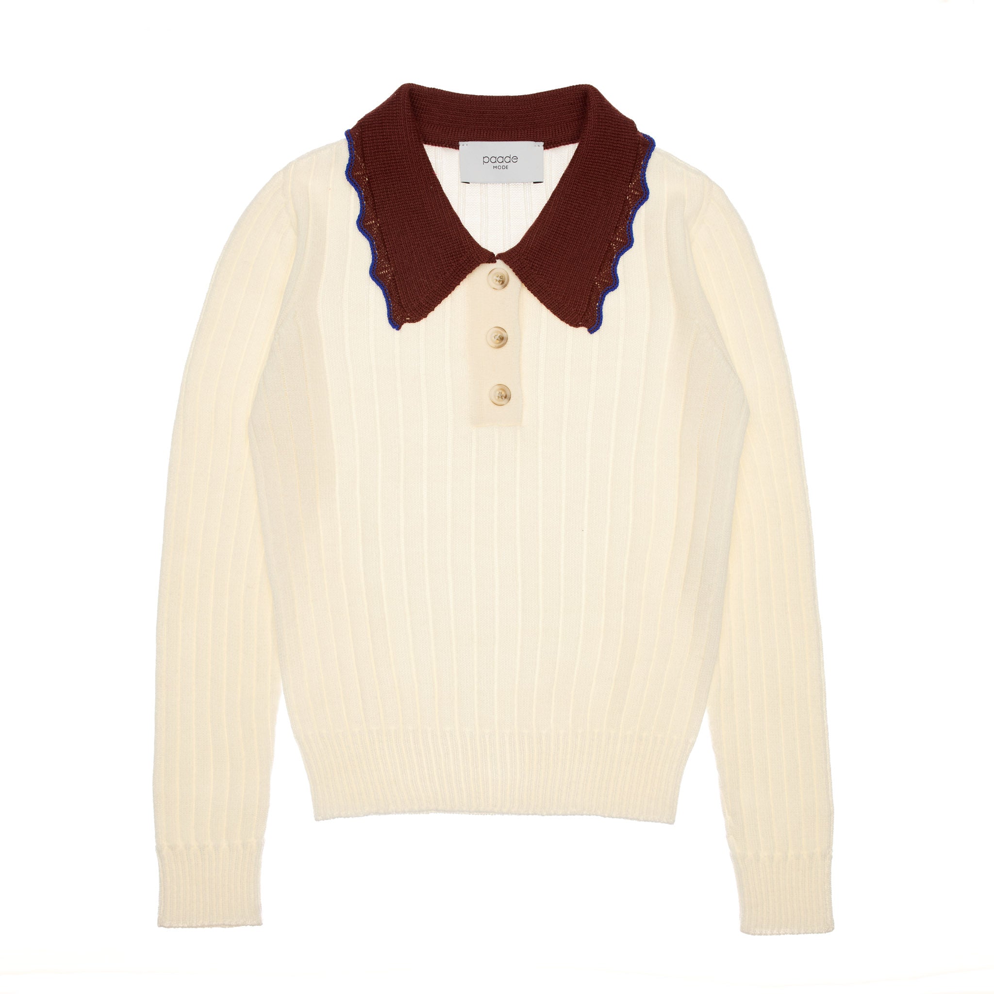 Harriet Merino Wool Polo Shirt Lace, White