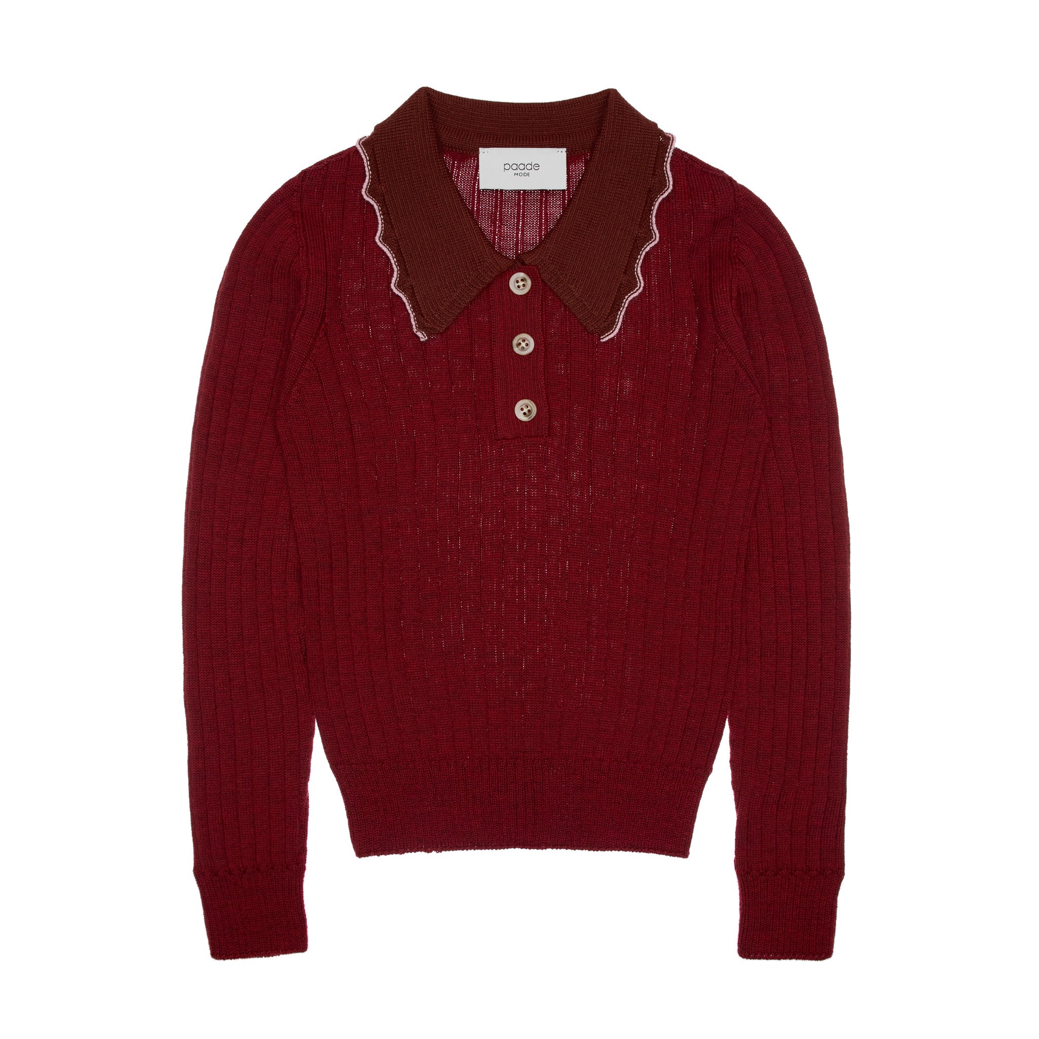 Harriet Merino Wool Polo Shirt Lace, Red